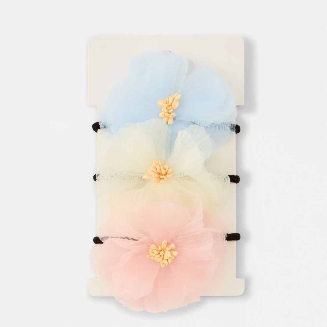 4 3 Pack Floral Hair Ties - Pink, Yellow and Blue, 4 of 4