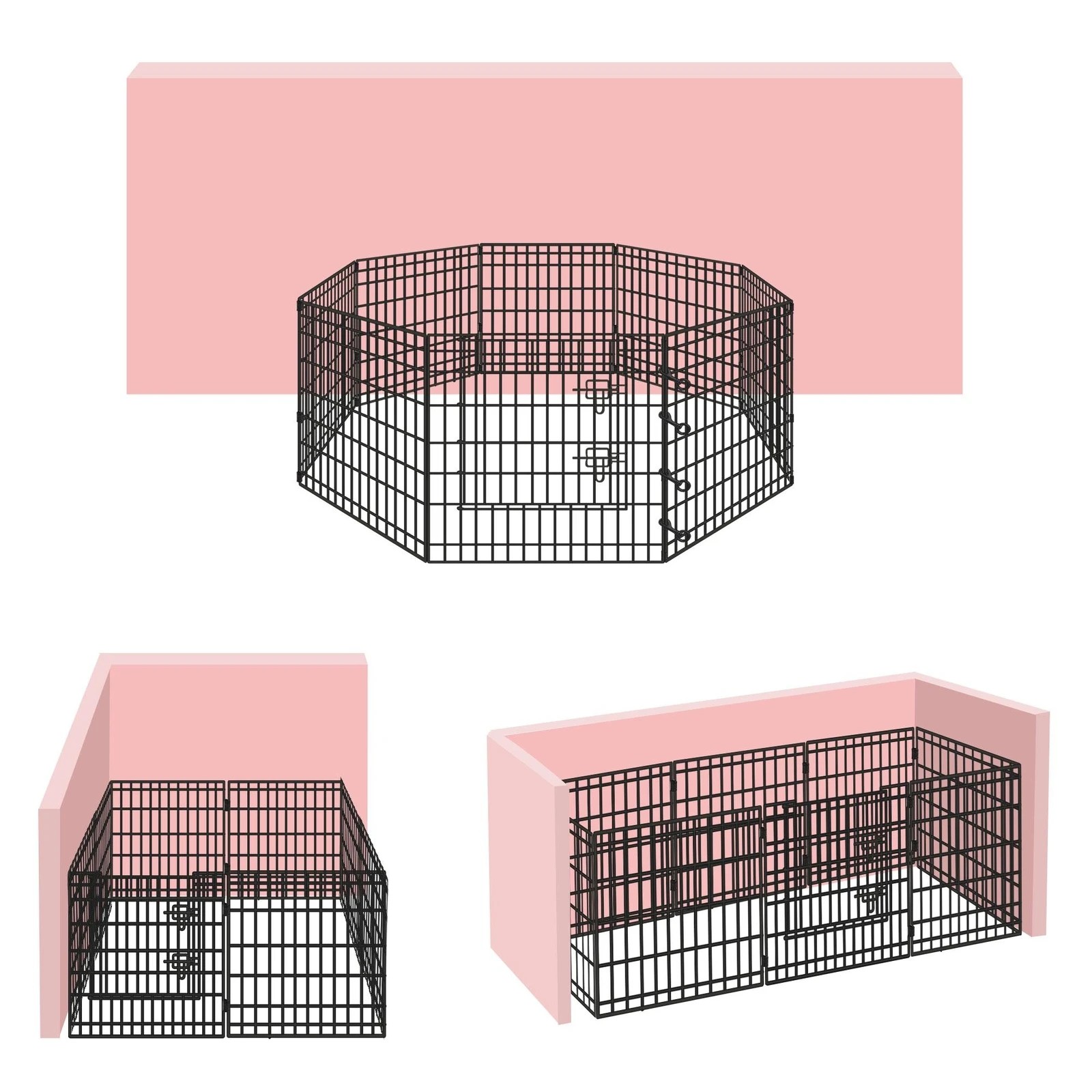3 Beastie Dog Playpen Pet Cage Fence 8 Panel Enclosure Metal Puppy Pen 36" - Black, 3 of 6