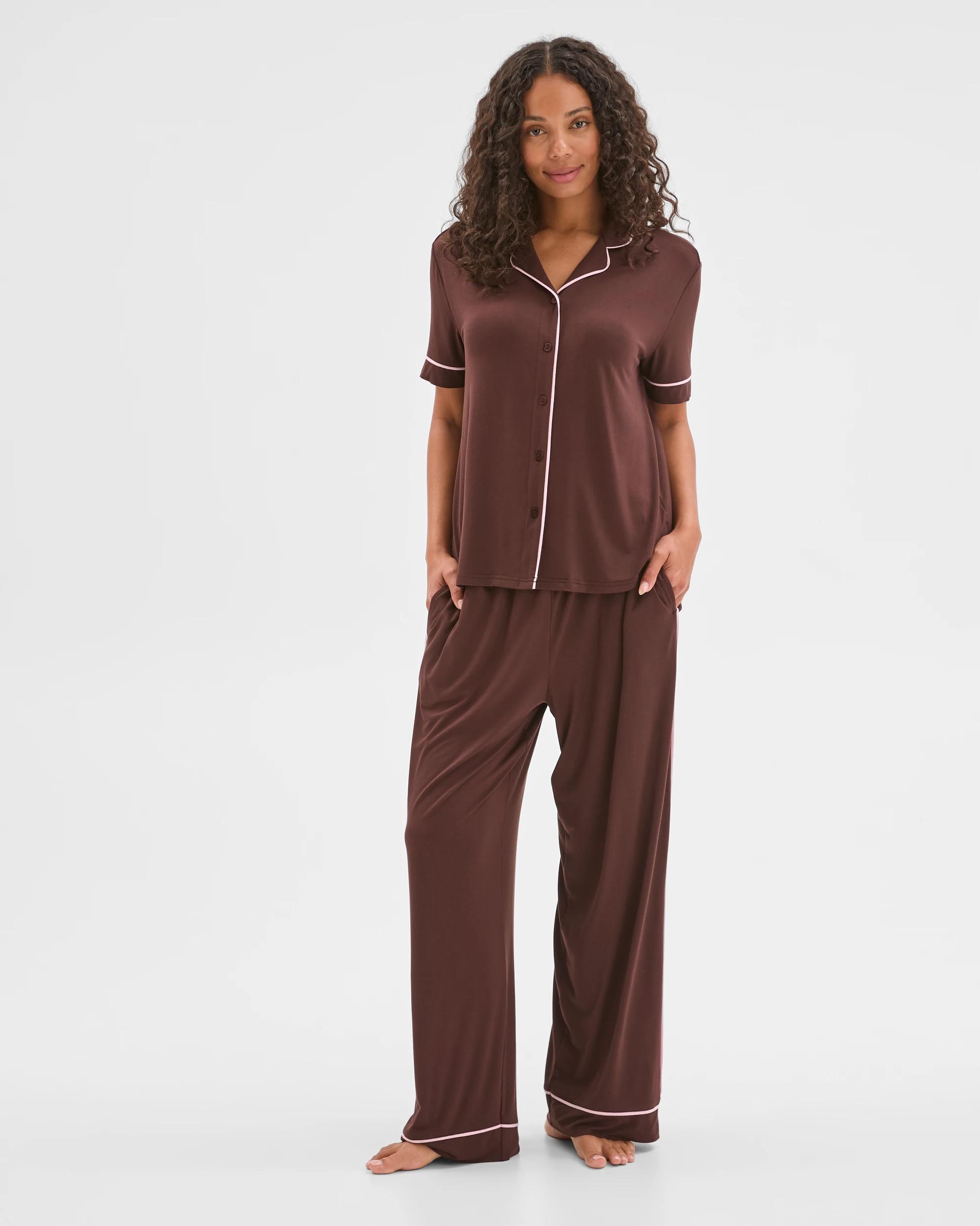 1 Target Woman Soft Comfort Bamboo Top and Pants Pyjama Set CHOCOLATE, 1 of 5