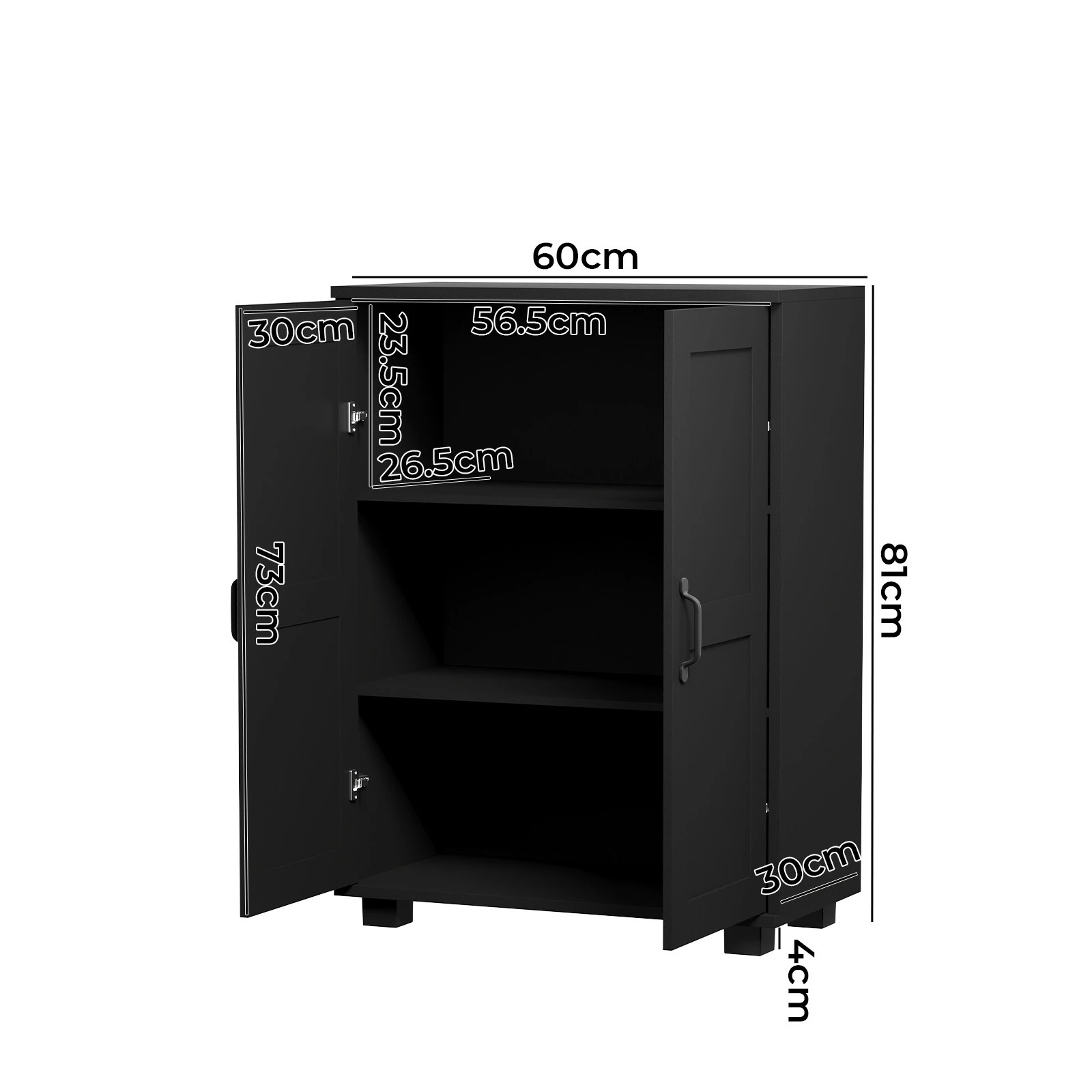 8 Oikiture Storage Cabinet Buffet Sideboard 2 Door Cupboard
 - Black, 8 of 9