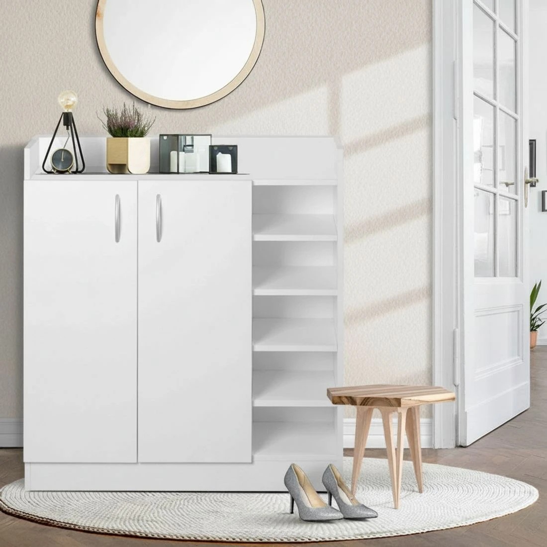 1 Artiss Shoe Rack Cabinet 21 Pairs Adjustable Shelves - White, 1 of 10