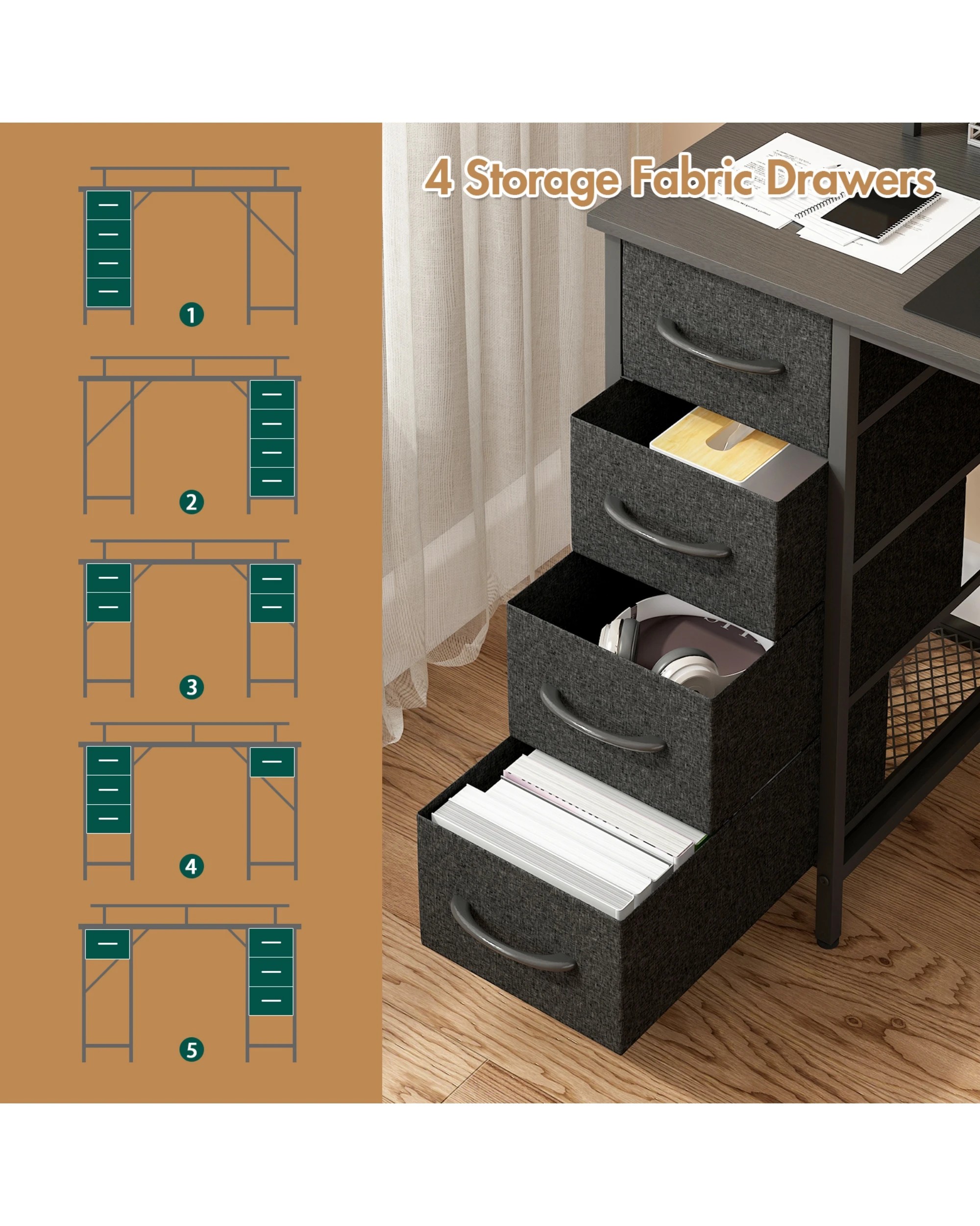 7 Advwin 137cm Black Computer Desk With Led Lights Power Outlets Gaming Desk, 7 of 9