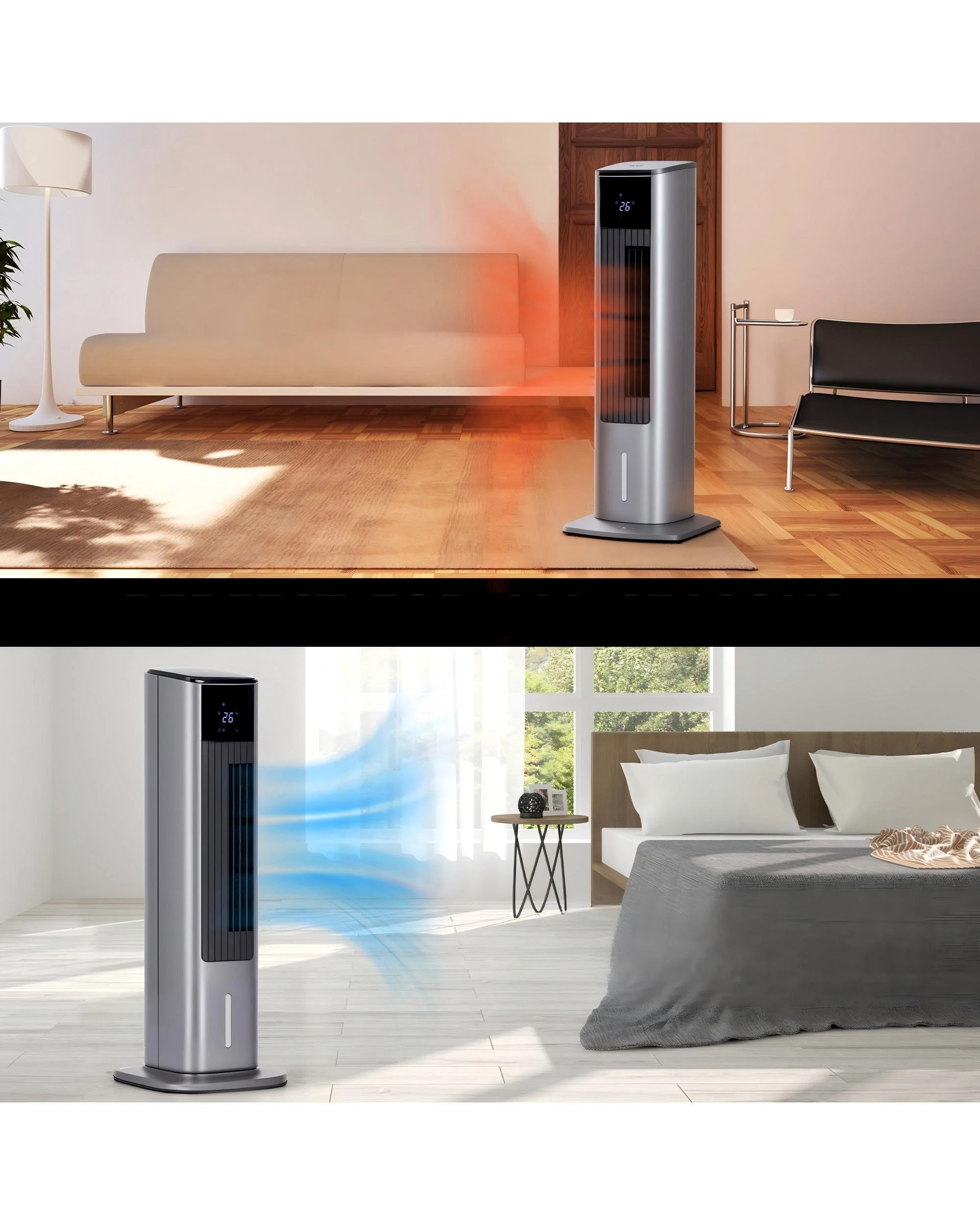 3 Advwin 2 In 1 Cooler & Heater, 3.5l Air Conditioner Fan With 2 Ice Box, 3 Wind Speeds, Tip-over And Overheat Protection, 3 of 6