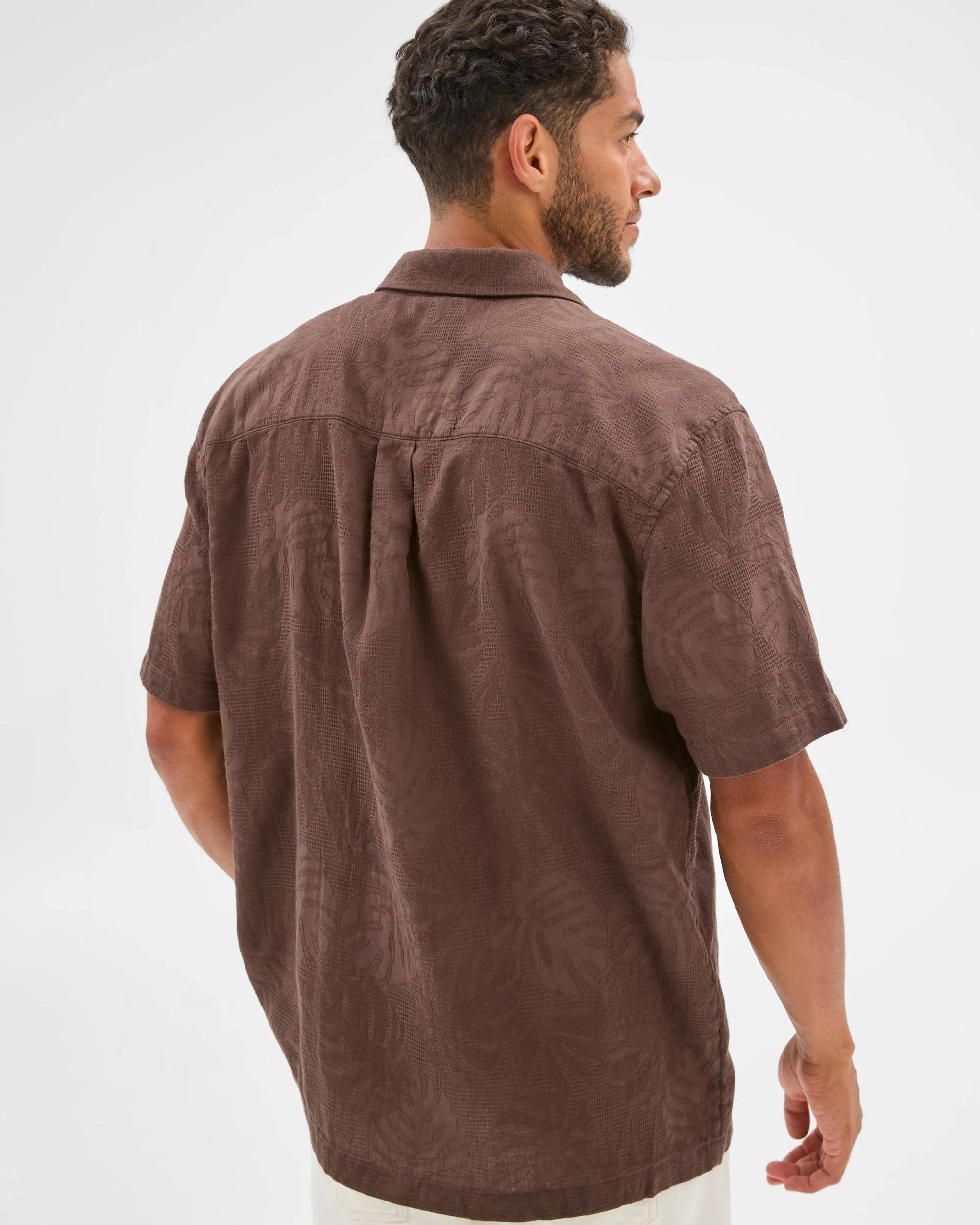 5 Target Australian Cotton Jacquard Floral Print Shirt CHOCOLATE, 5 of 6