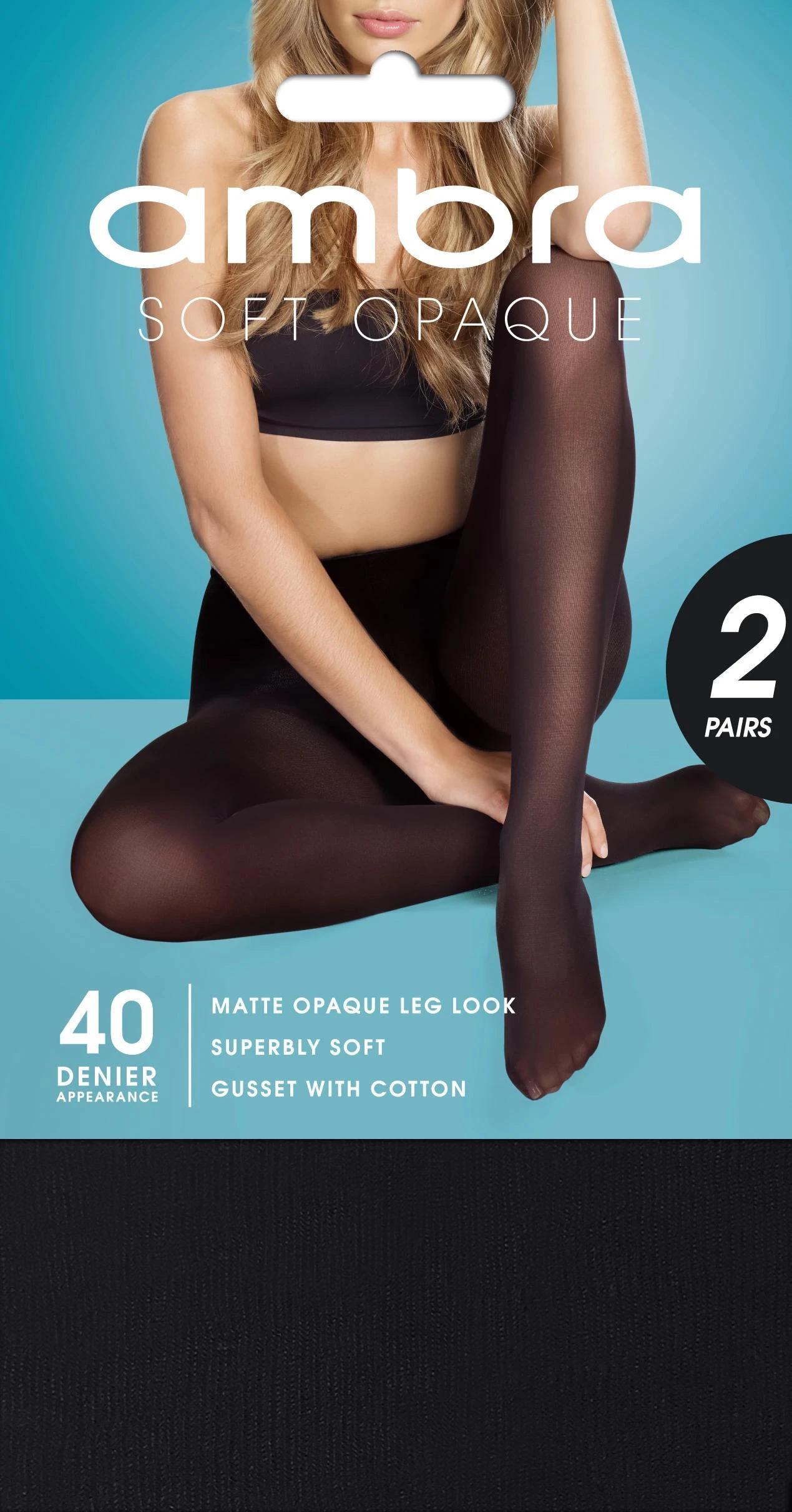 1 Ambra 2 Pack 40 Denier Soft Opaque Tights BLACK, 1 of 1
