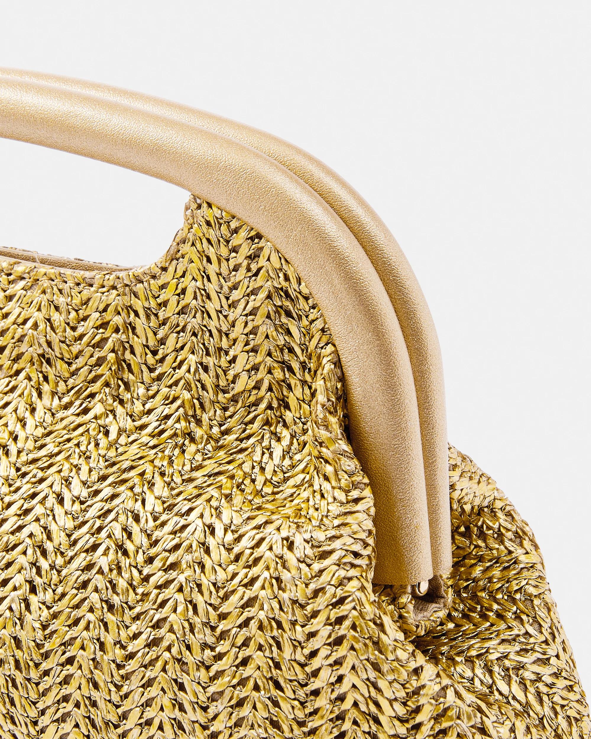 3 Metallic Straw Clutch Gold, 3 of 4