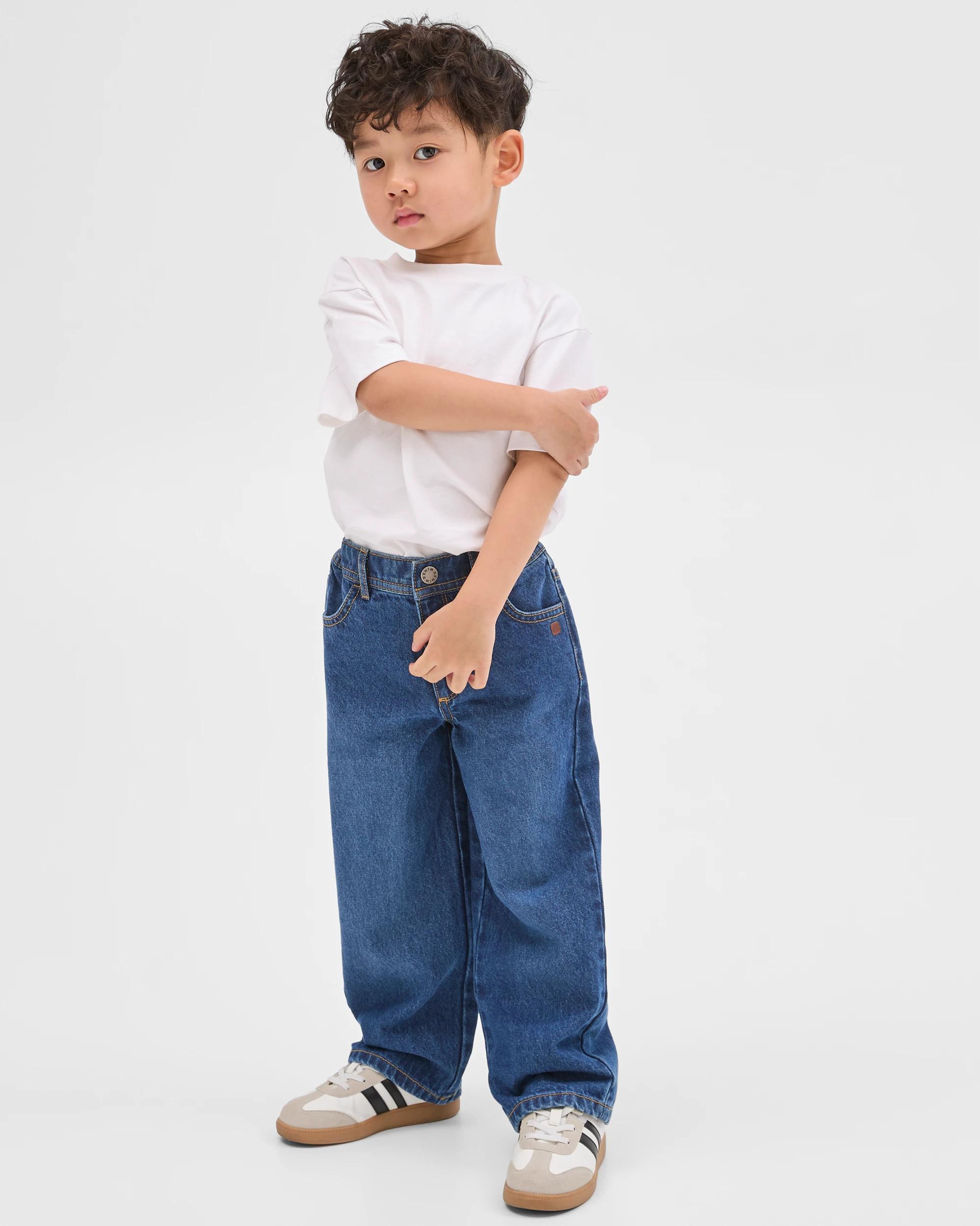3 Target Kids Wide Leg Denim Jeans DARK WASH, 3 of 6