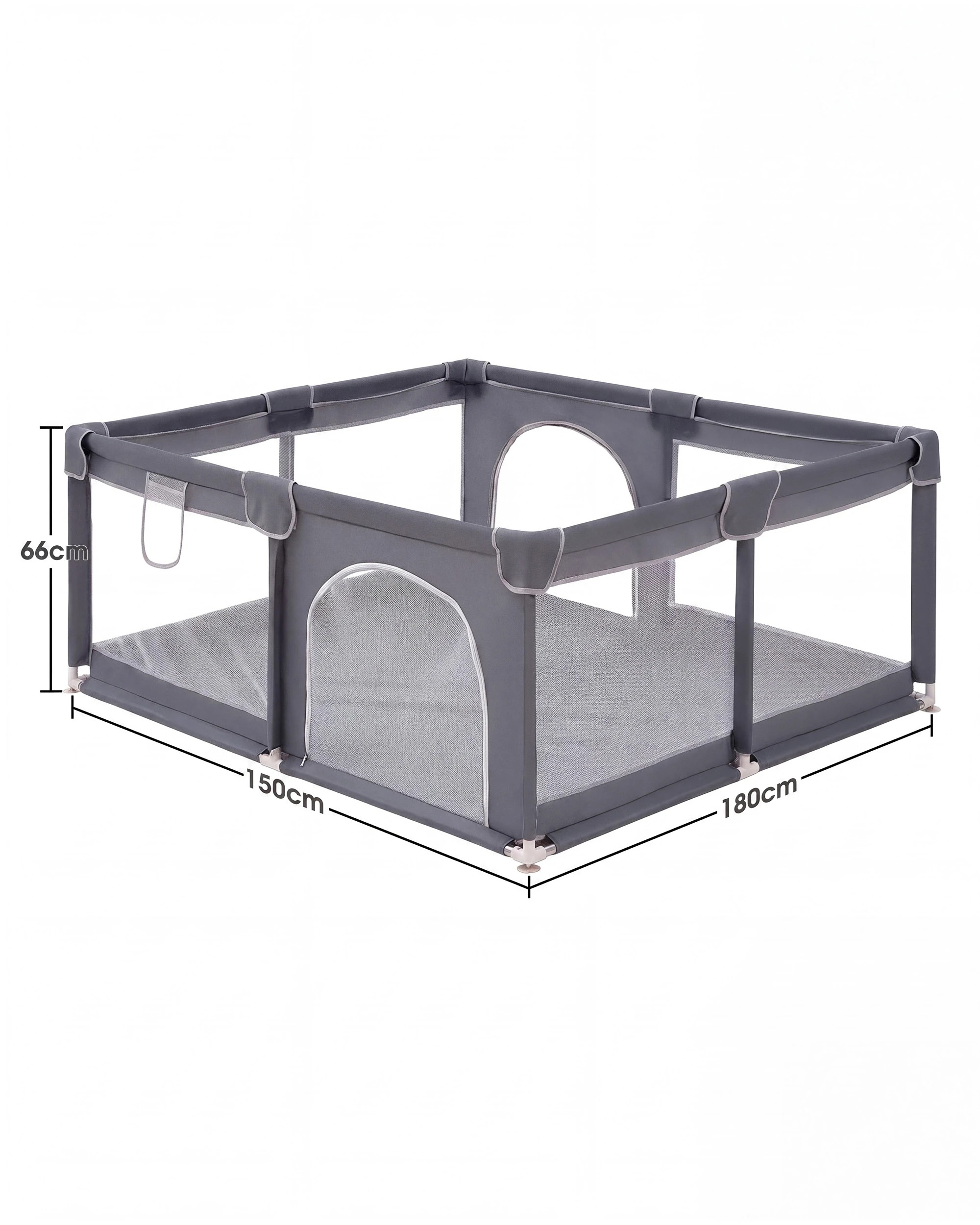 9 Playpals Baby Playpen Kids Safety Gate Mesh Toddler Fence 2 Doors 180x200cm - Grey, 9 of 10