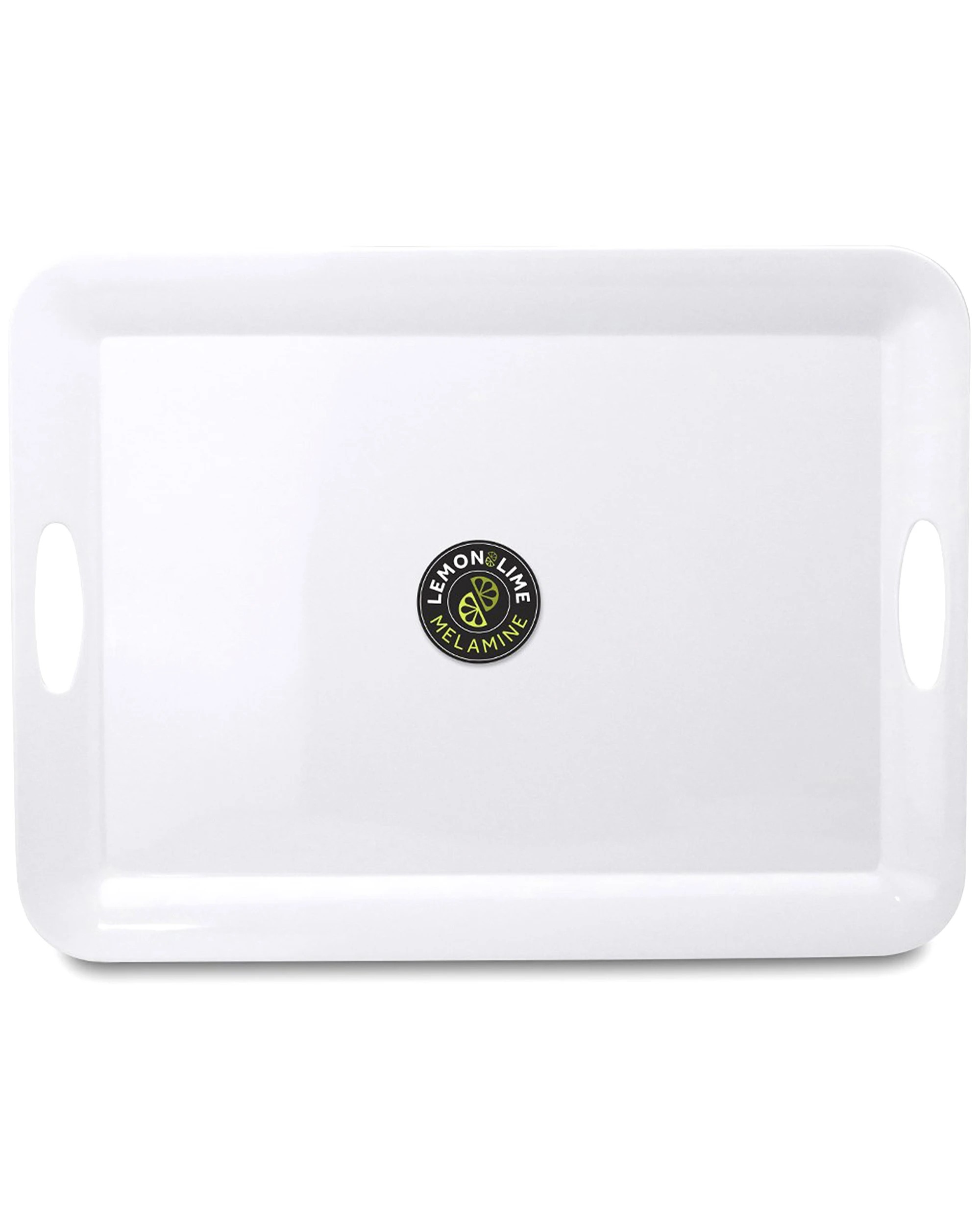 1 Lemon Lime White Rectangular Melamine Platter with Handles 50cm x 37cm, 1 of 1