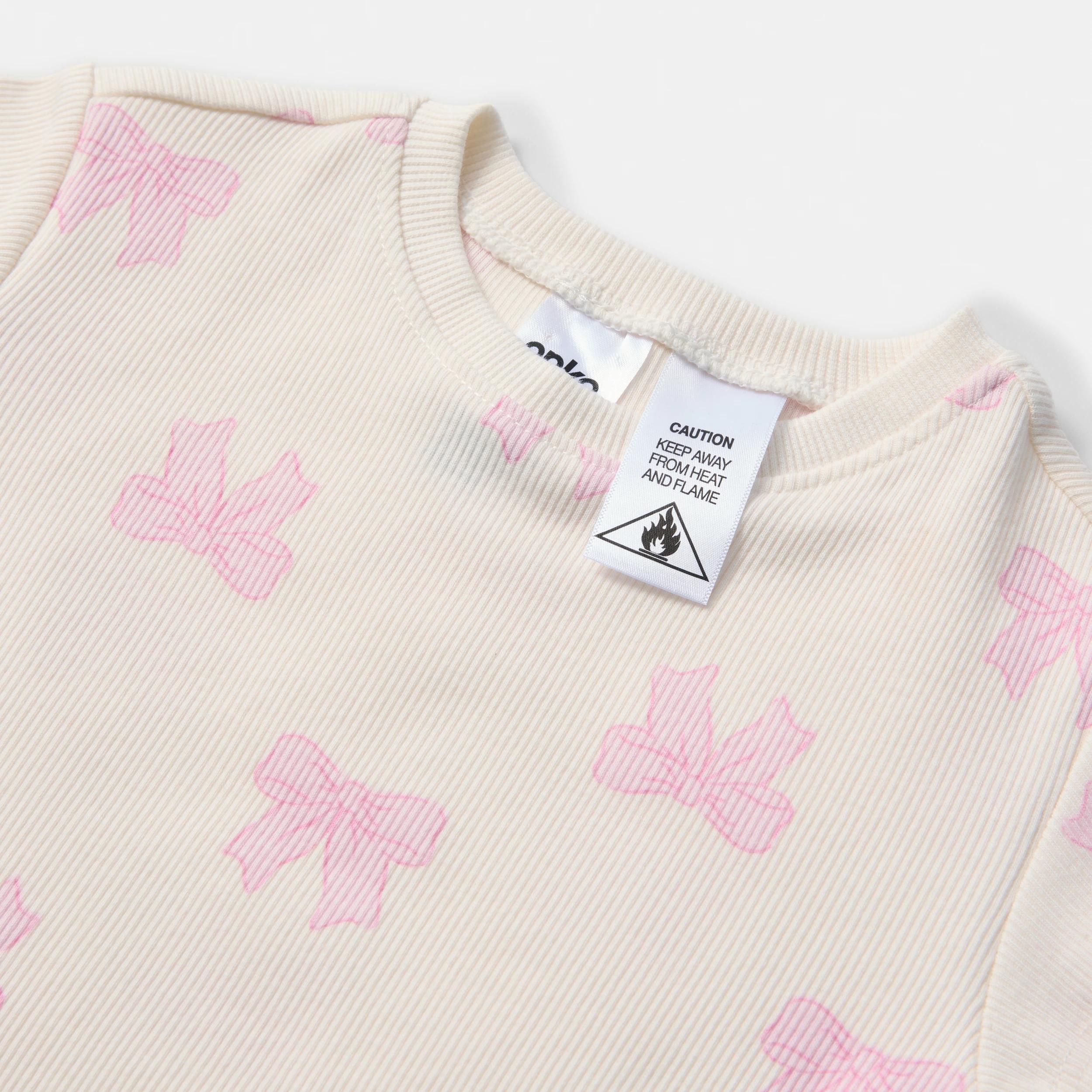 3 Short Sleeve Pyjama Set EGRET BOWS, 3 of 4