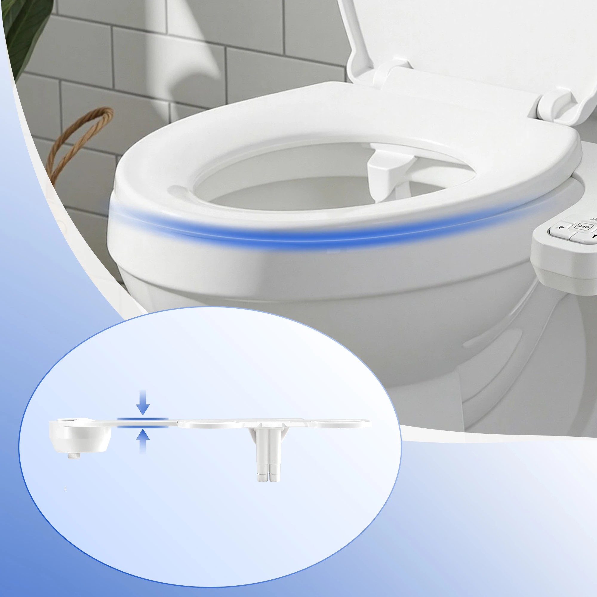 5 Cefito Ultra-Slim Bidet Attachment Detachable Dual Nozzle Cold Water Bidet - White, 5 of 8