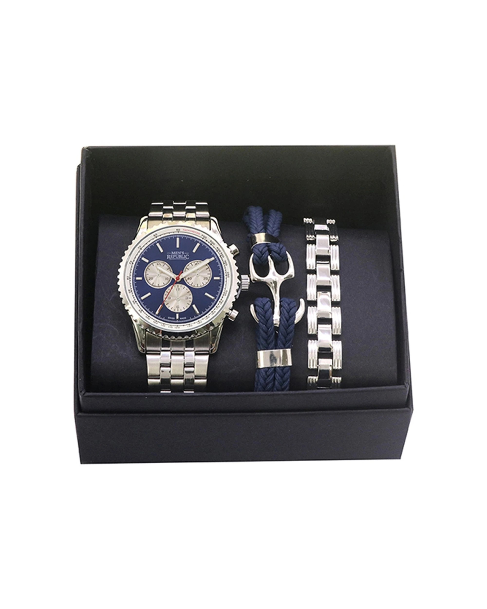 1 Men's Republic 3pc Watch Set With Bracelets Signature Gift - Silver, 1 of 3