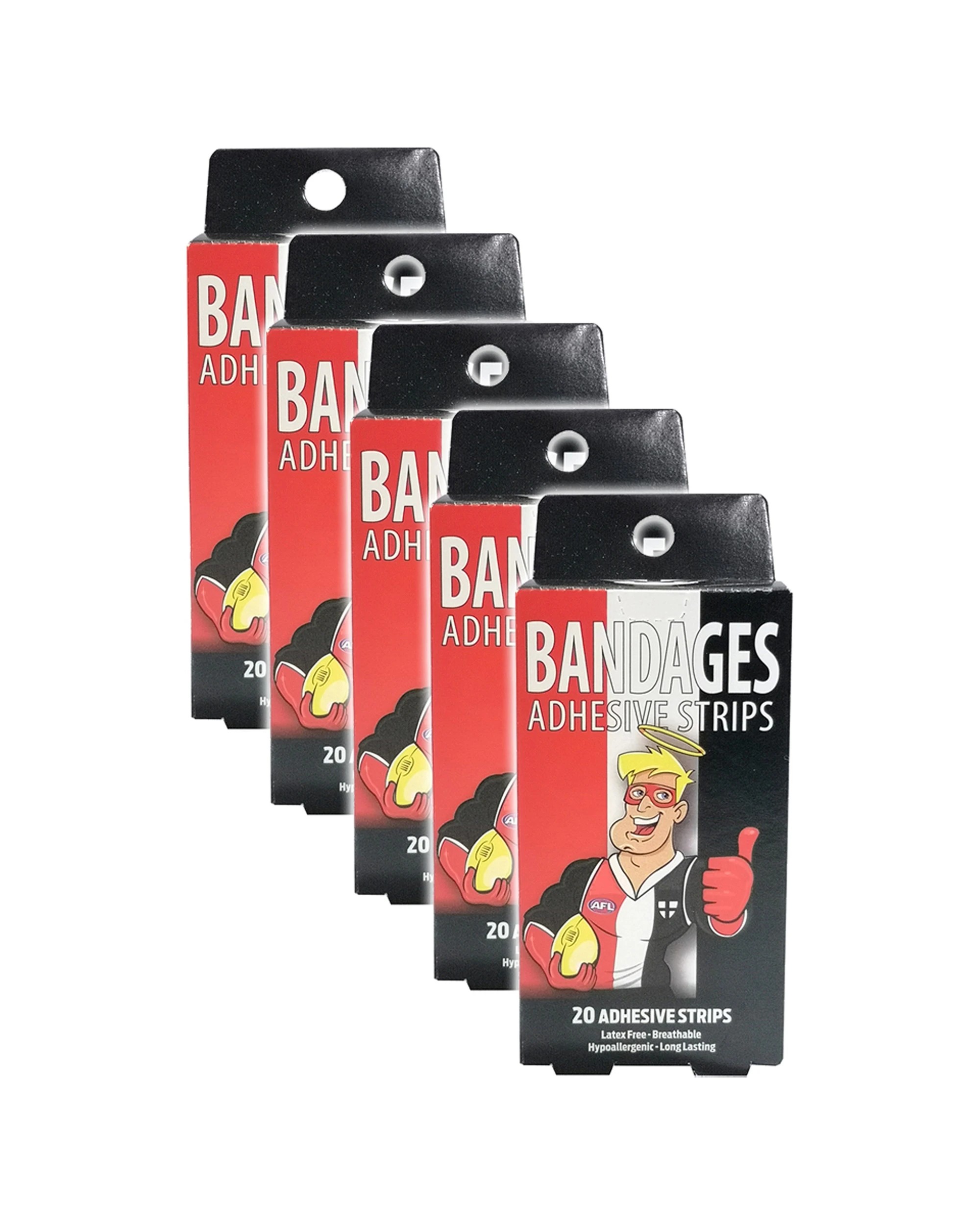1 AFL Mascot 5x 20pc Bandages St Kilda Saints Adhesive Strips Kids - Multi, 1 of 1