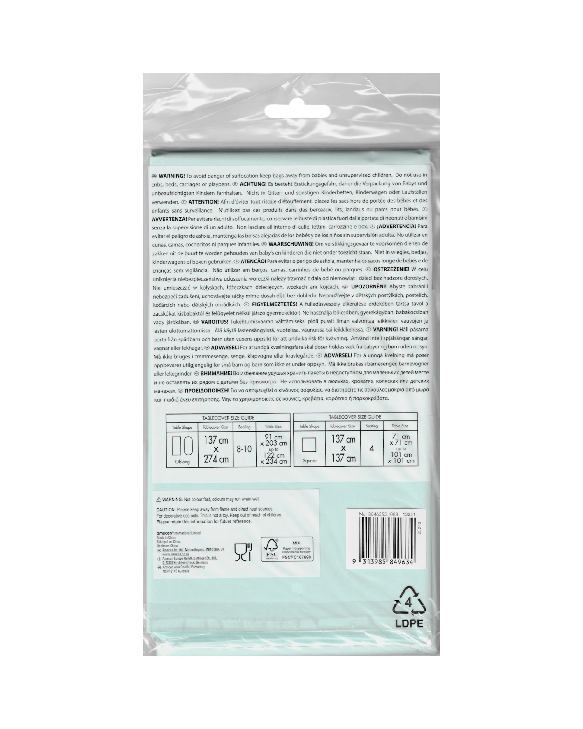 4 Amscan Pastel Blue Rectangle Paper Tablecloth - Blue, 4 of 4