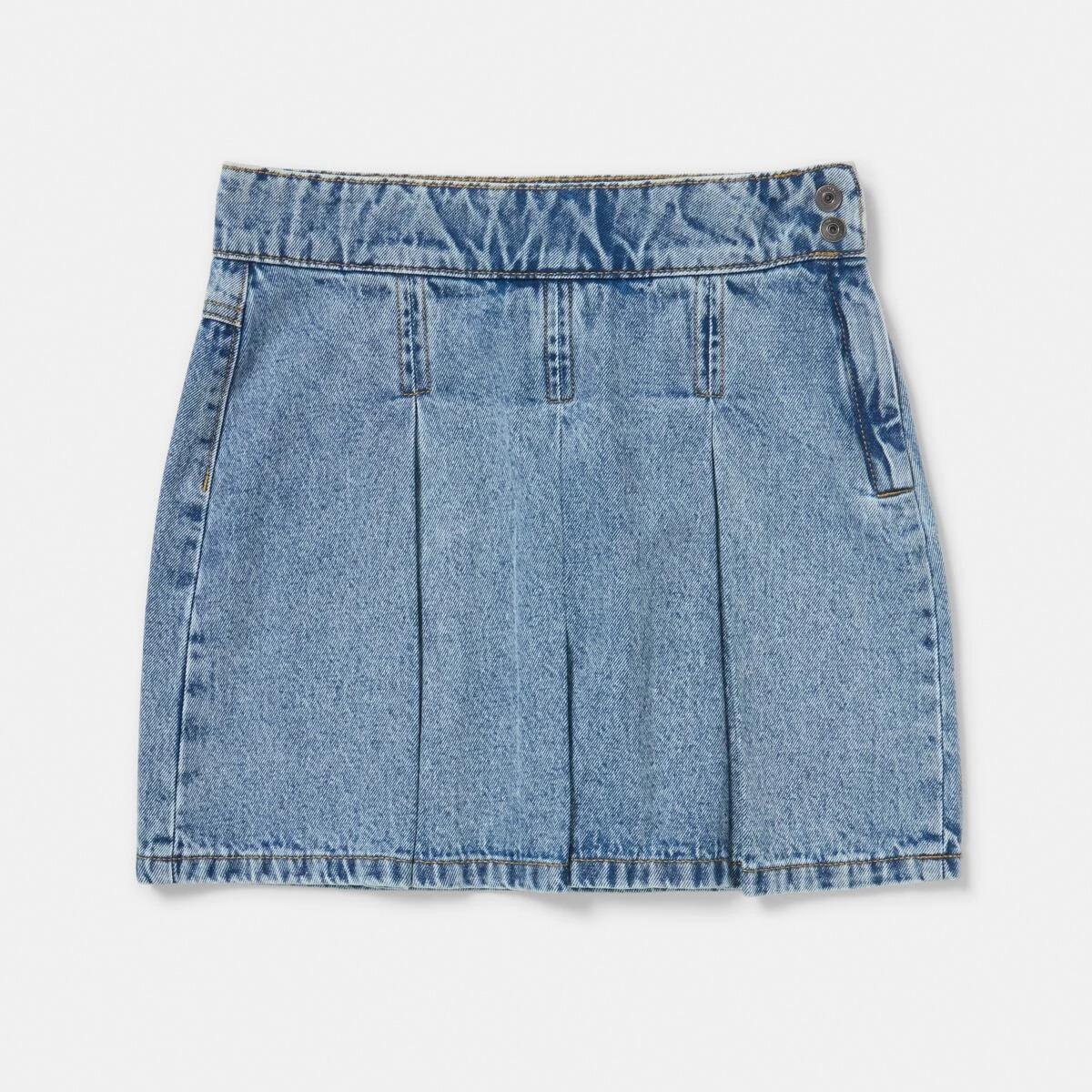 7 Denim Pleated Skirt Mid Denim, 7 of 8