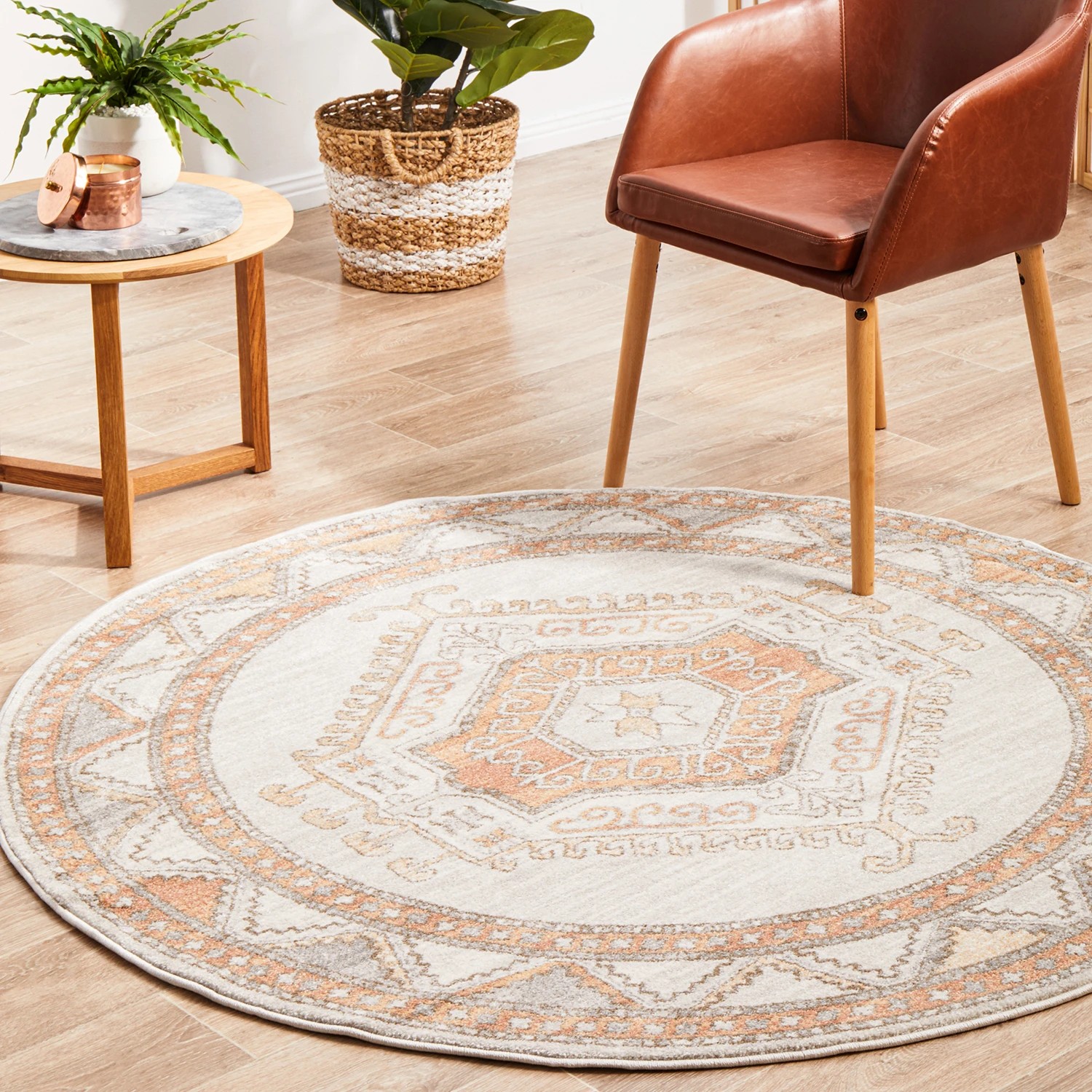 3 Common Ground Rugs Elite Caitlen 150x150cm - Small Round Power Loomed Pet Friendly Rug - Natural, 3 of 9
