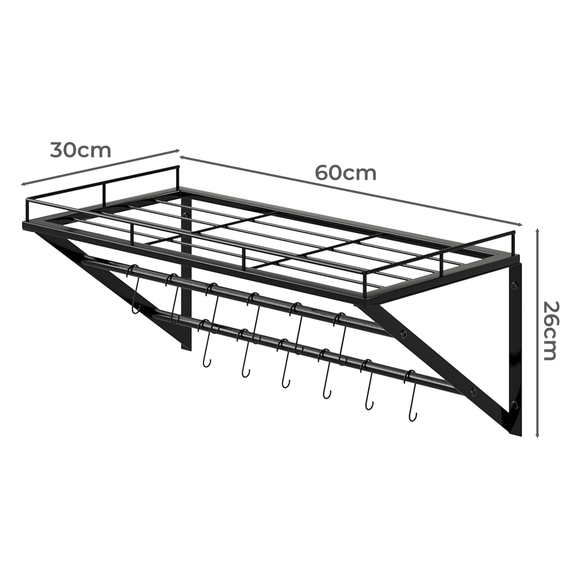 3 Toque Wall Mounted Pot Rack 12 Hooks, 3 of 9