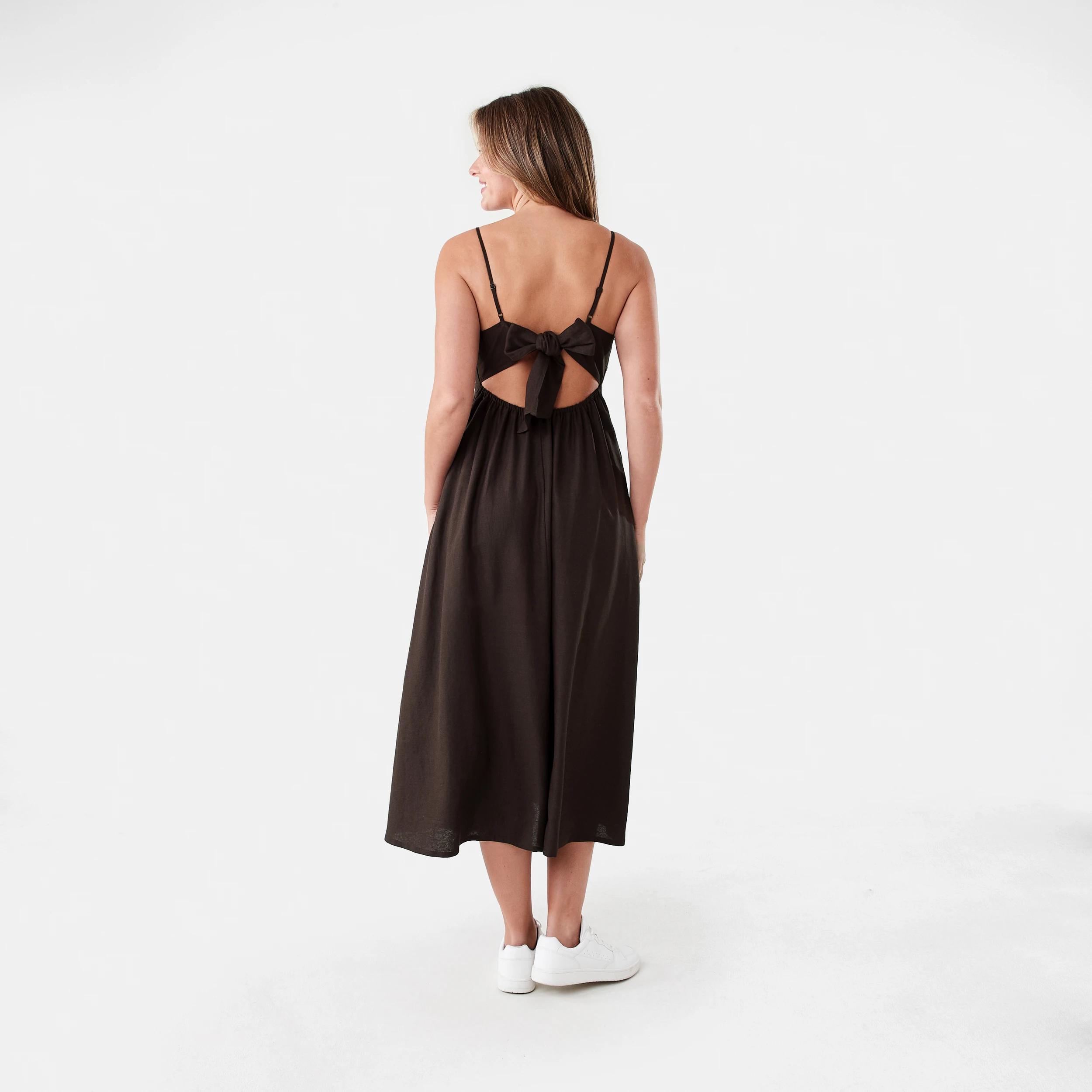 3 Sleeveless Tie Back Midi Dress Melt Brown, 3 of 7