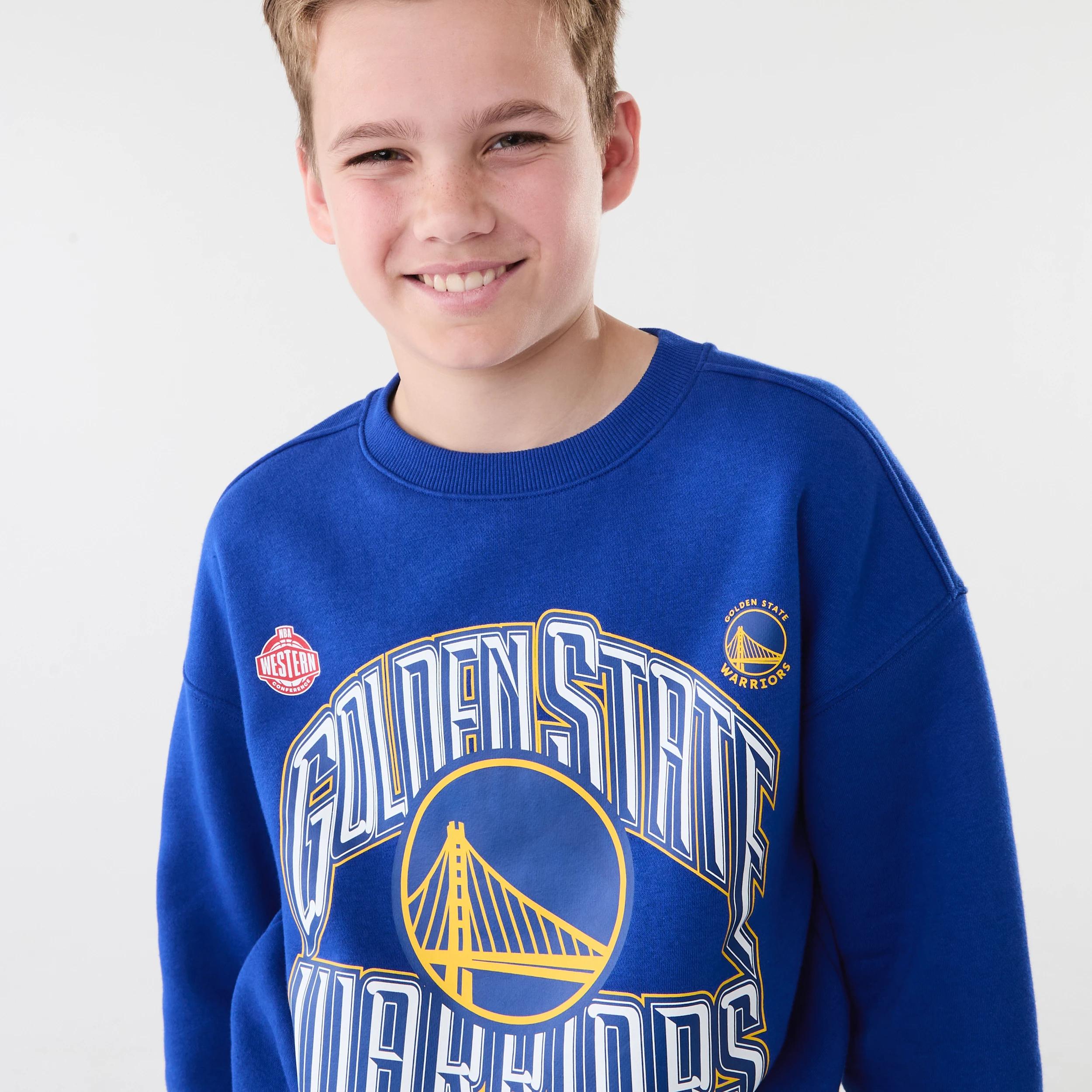 3 Official NBA Kids Fleece Crew Neck Top BLUE WARRIORS, 3 of 6