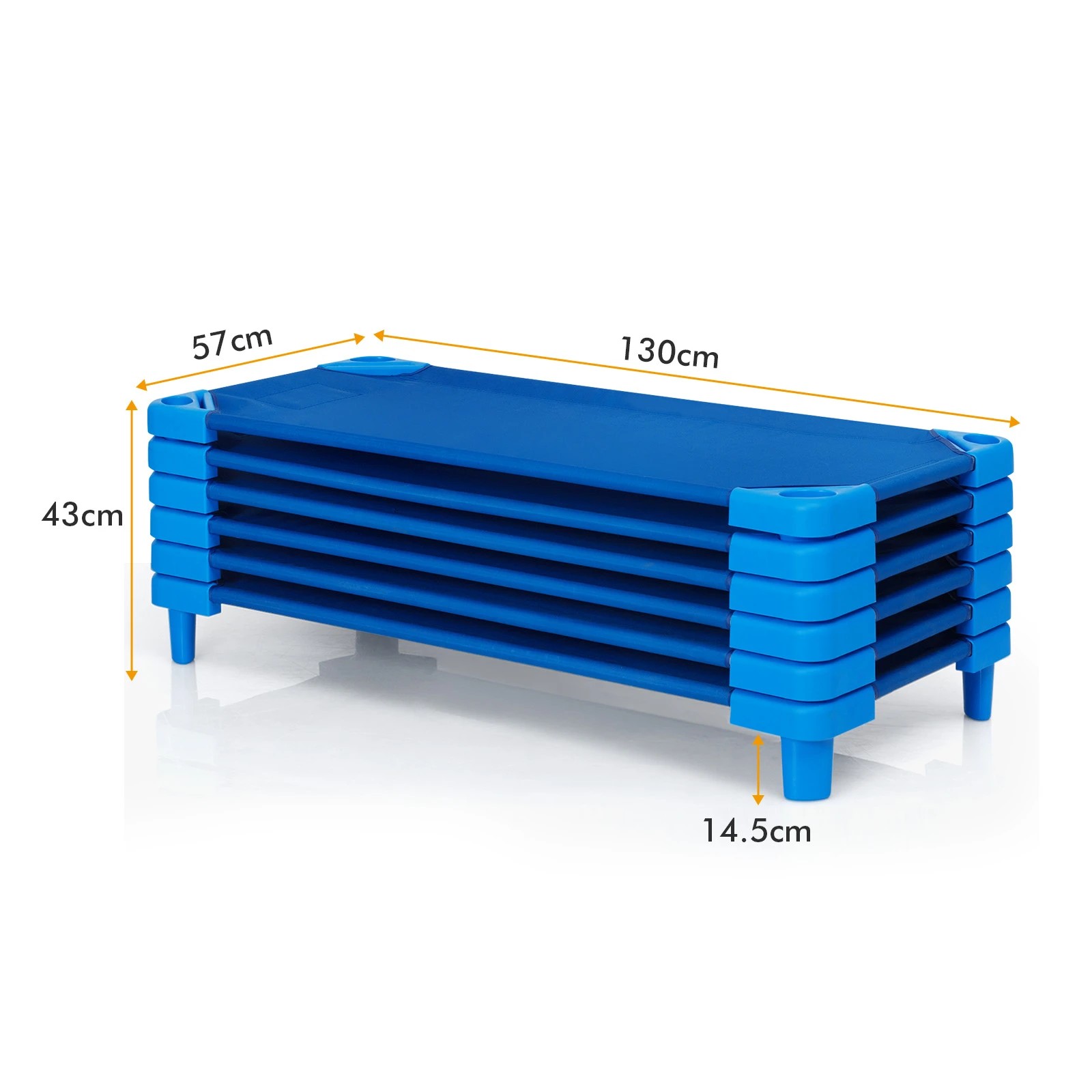 5 Costway 6PCS Stackable Naptime Cot 130x57cm Sleeping Daycare Rest Mat - Blue, 5 of 7