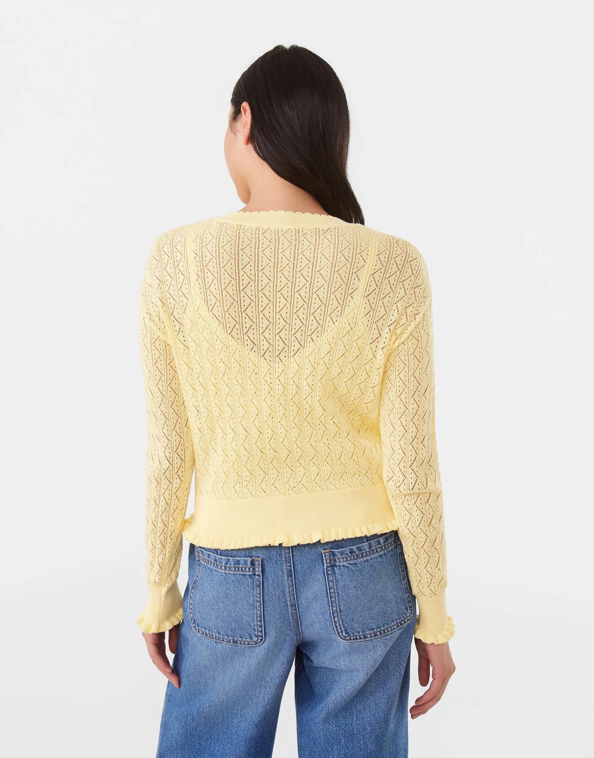 4 Pointelle Cardigan Fln Yellow, 4 of 8