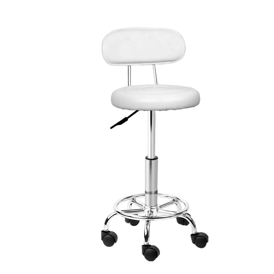 1 Artiss Salon Stool Swivel Chair Backrest - White, 1 of 5