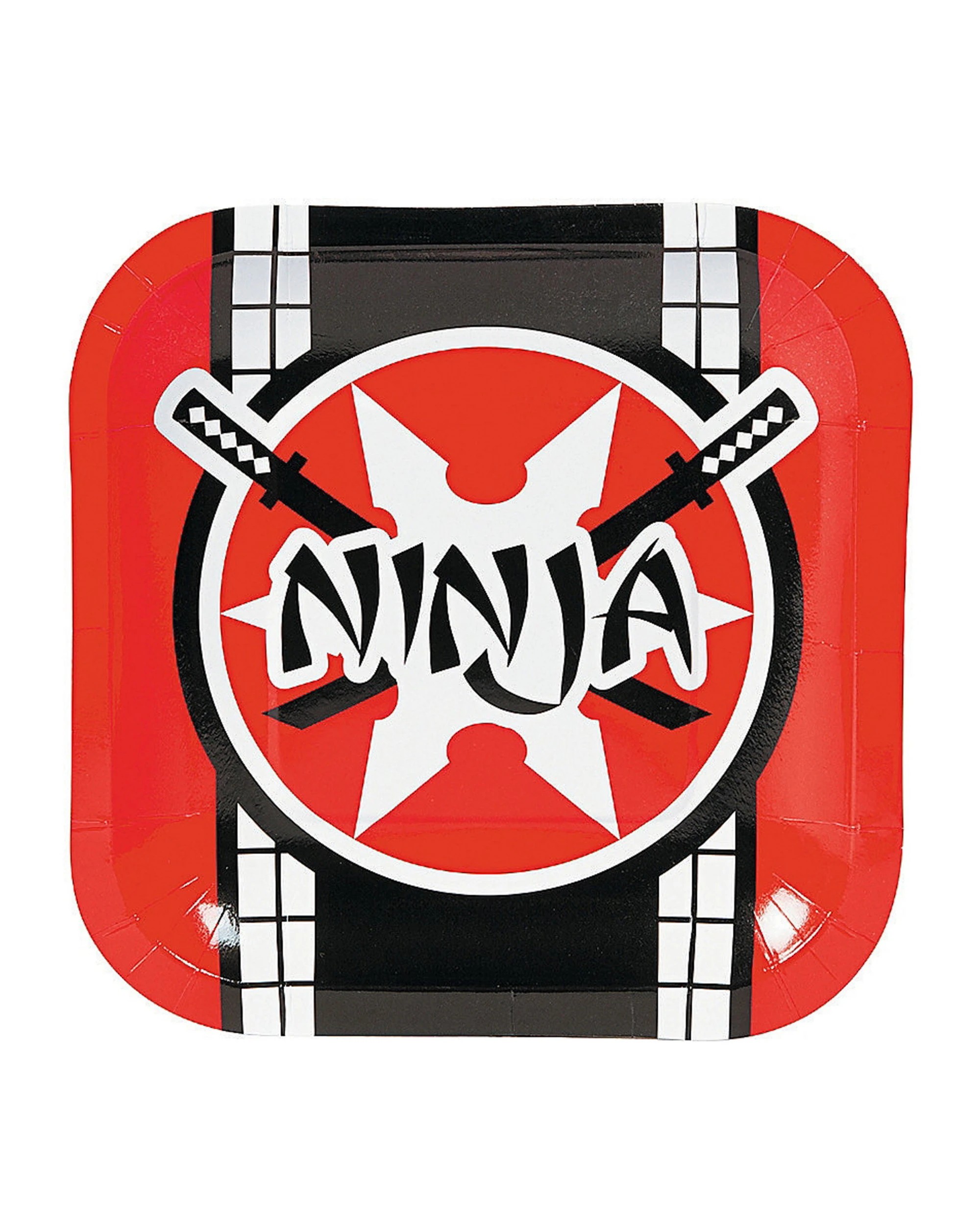 1 Partyrama Ninja Warrior Small Square Paper Plates Pack of 8, 1 of 1