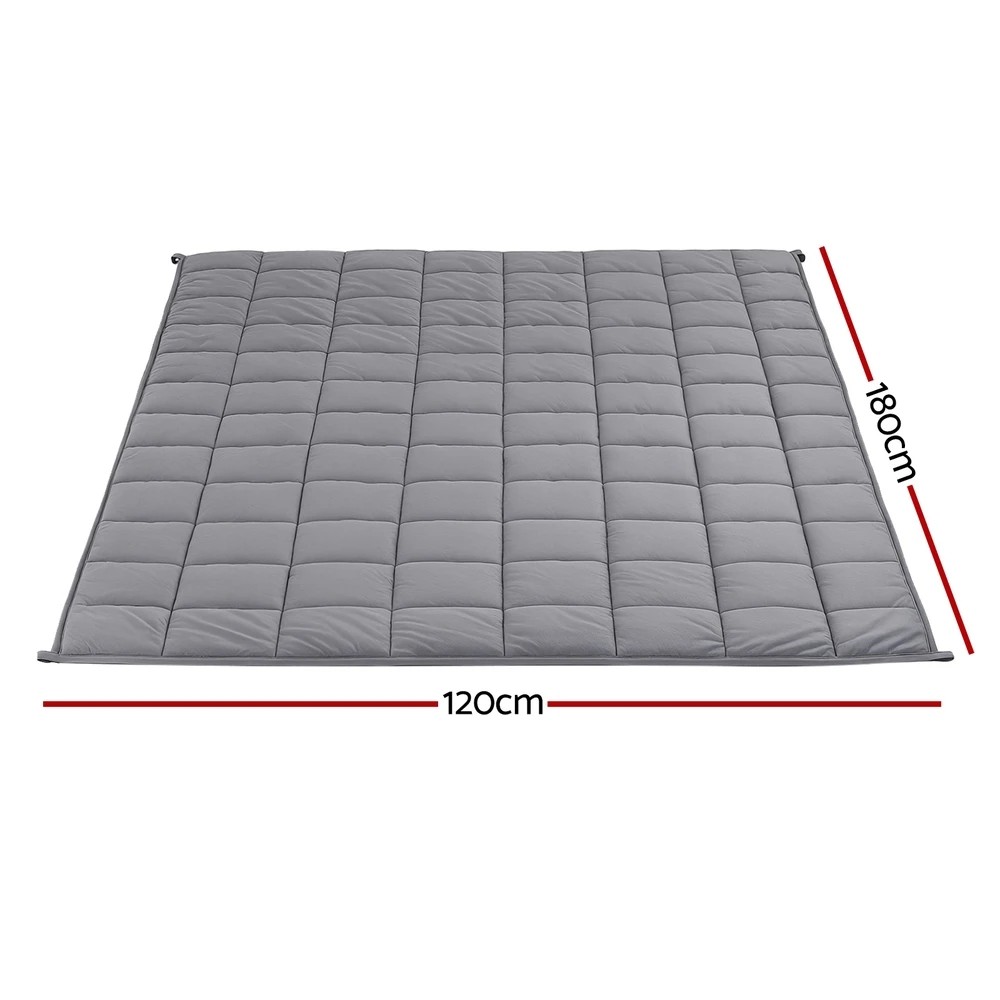 2 Giselle 5.5KG Weighted Blanket Adults Kid Anti Anxiety Gravity Blankets Sherpa - Grey, 2 of 9