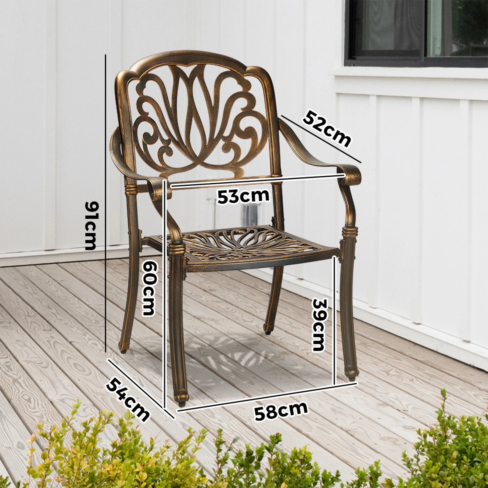 2 Livsip Outdoor Dining Chairs Cast Aluminium Patio Garden Furniture Set Of 2
 - Bronze, 2 of 10