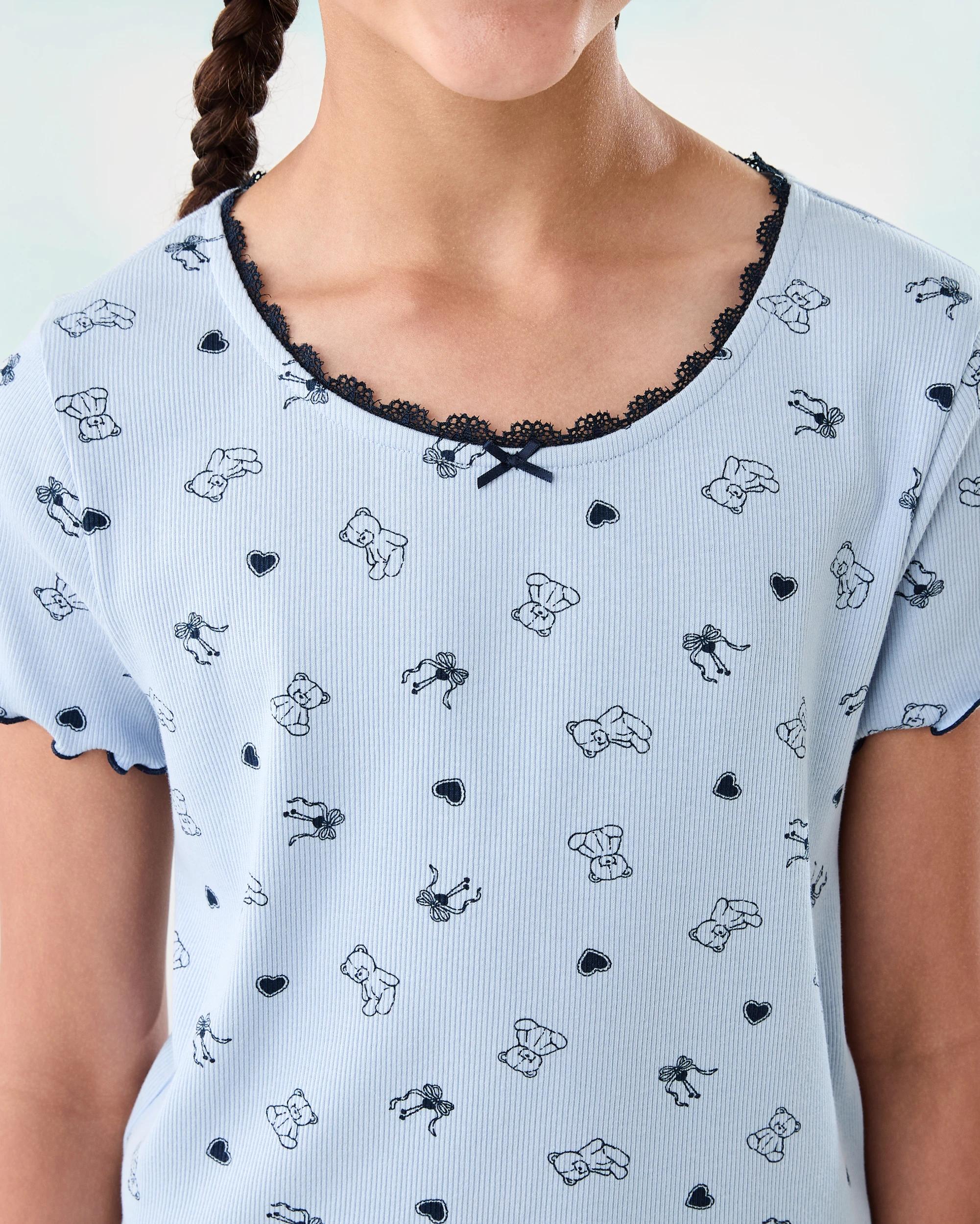 4 Rib Shorts Pyjama Set Blu Ted, 4 of 8