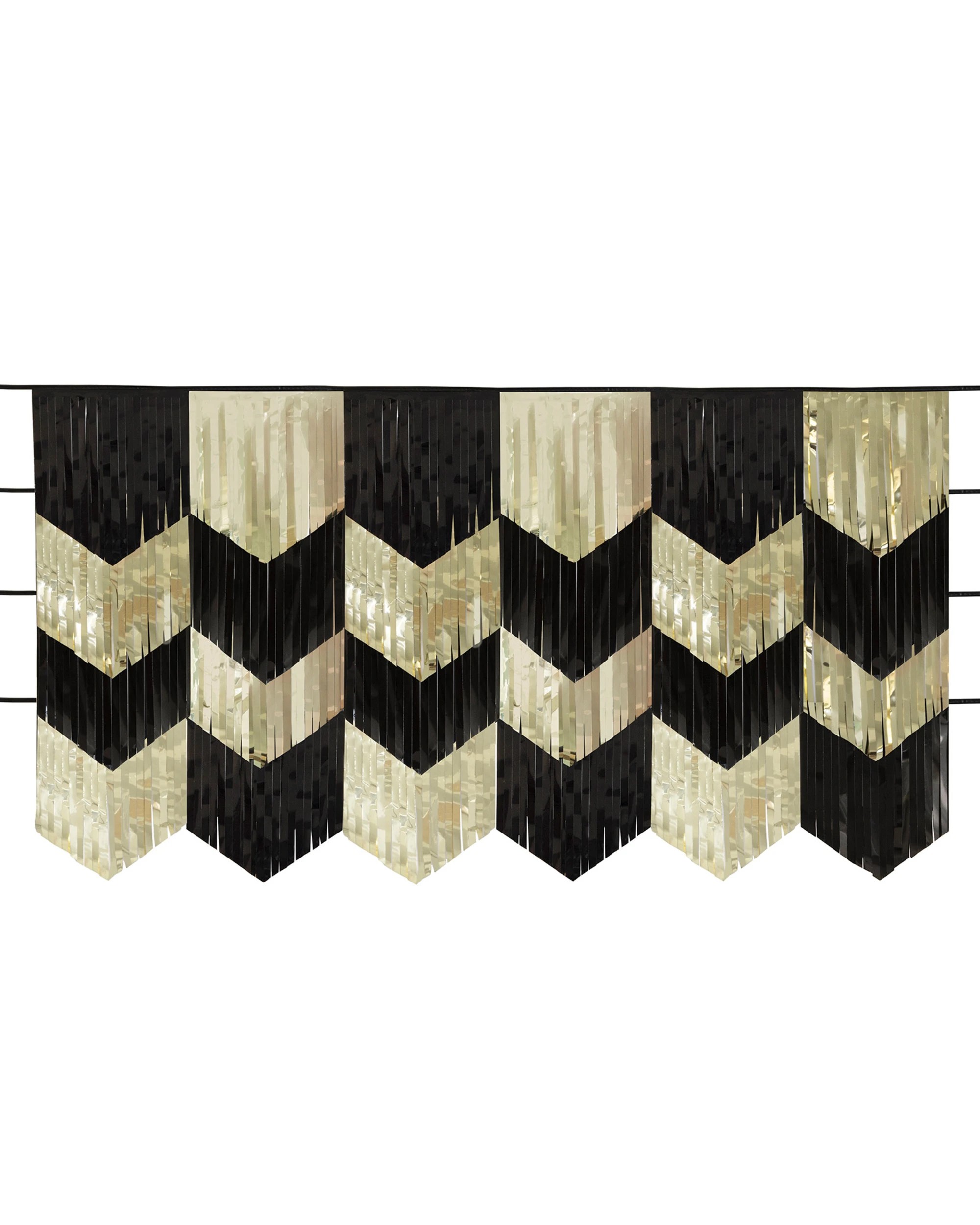 1 Unique Black and Chevron Fringe Backdrop Decoration - Gold, 1 of 2