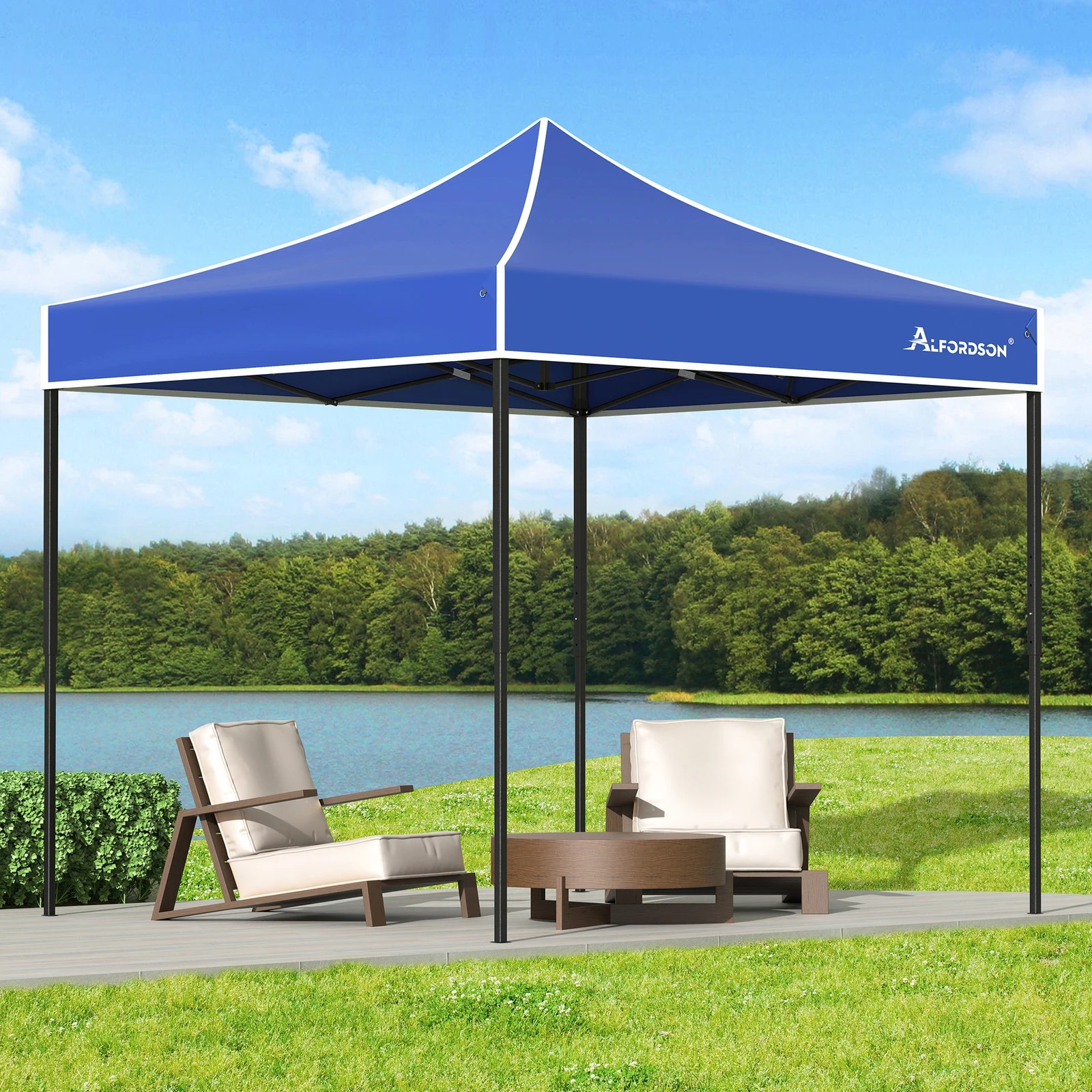 2 Alfordson Gazebo 3x3m Pop Up Marquee 600D Oxford Folding Outdoor Tent - Blue, 2 of 9