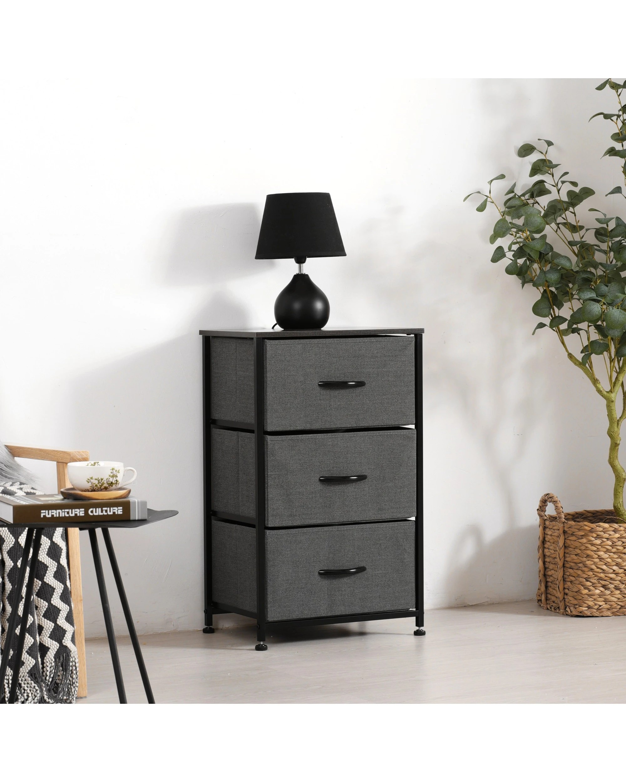 2 Sherwood Luna 3 Drawer Fabric Home Dresser - Charcoal, 2 of 6