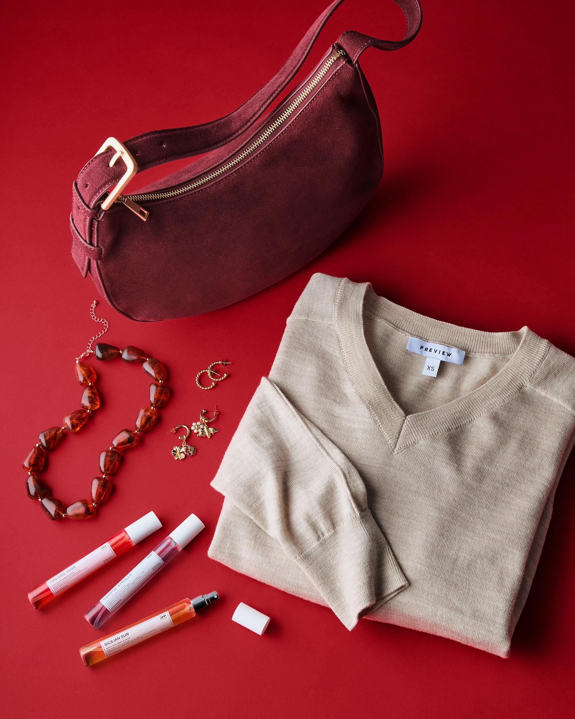 4 Target Accessories Premium Suede Leather Halfmoon Shoulder Bag BORDEAUX, 4 of 4