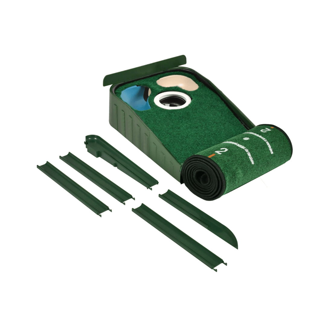 4 Advwin Foldable Golf Putting Mat with Auto Ball Return, 3 Holes - Green, 4 of 6