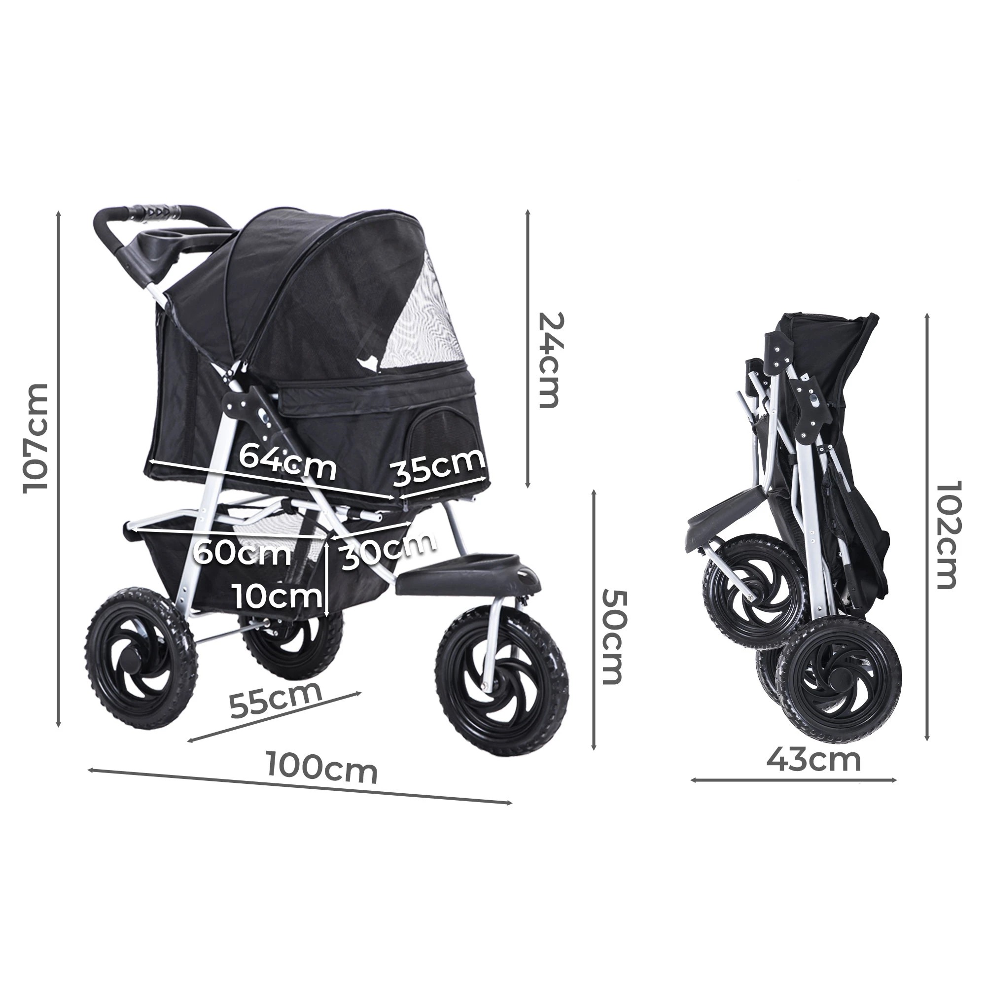 3 Pawz 3 Wheels Pet Stroller Large, 3 of 6