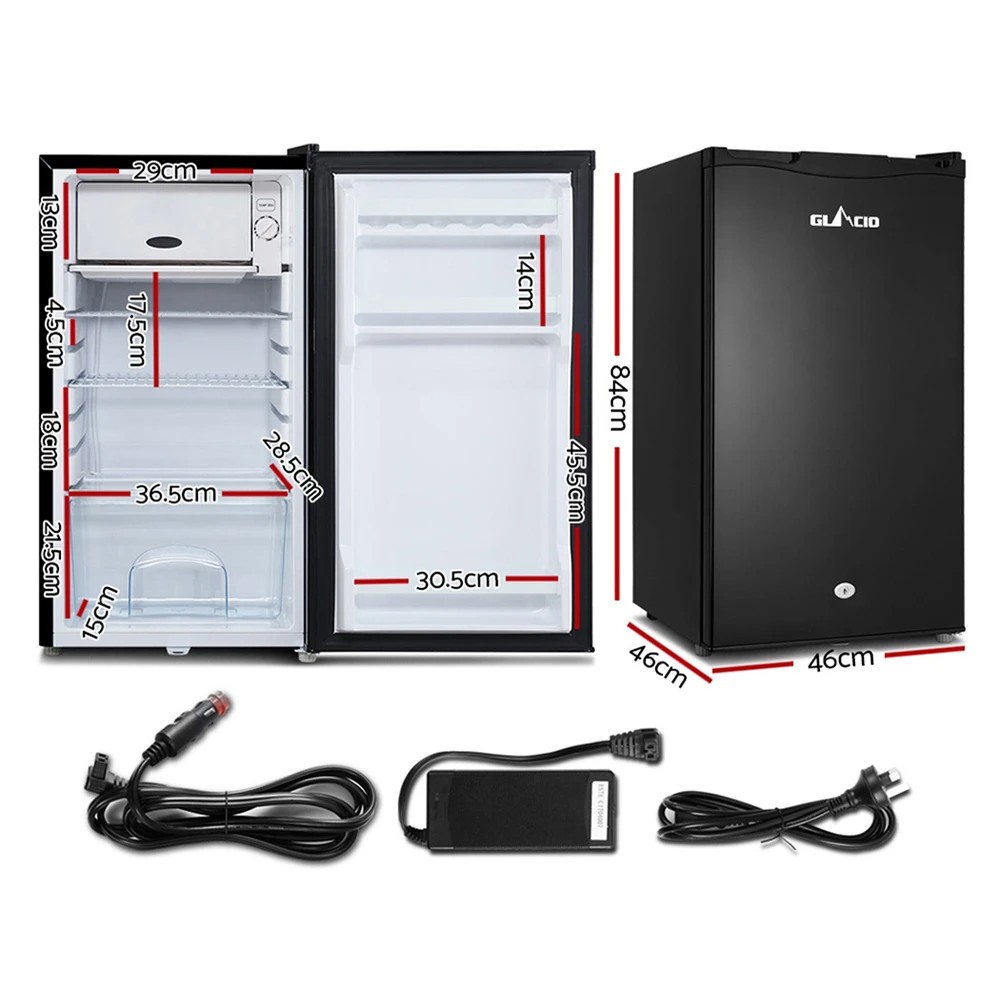 2 Glacio 95L Portable Fridge Freezer Bar Upright 12V/24V/240V Camping Caravan - Black, 2 of 6