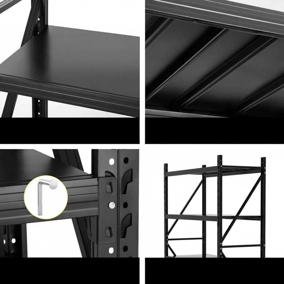 6 2Mx1.5M Giantz Garage Shelving Warehouse Rack - Black, 6 of 6