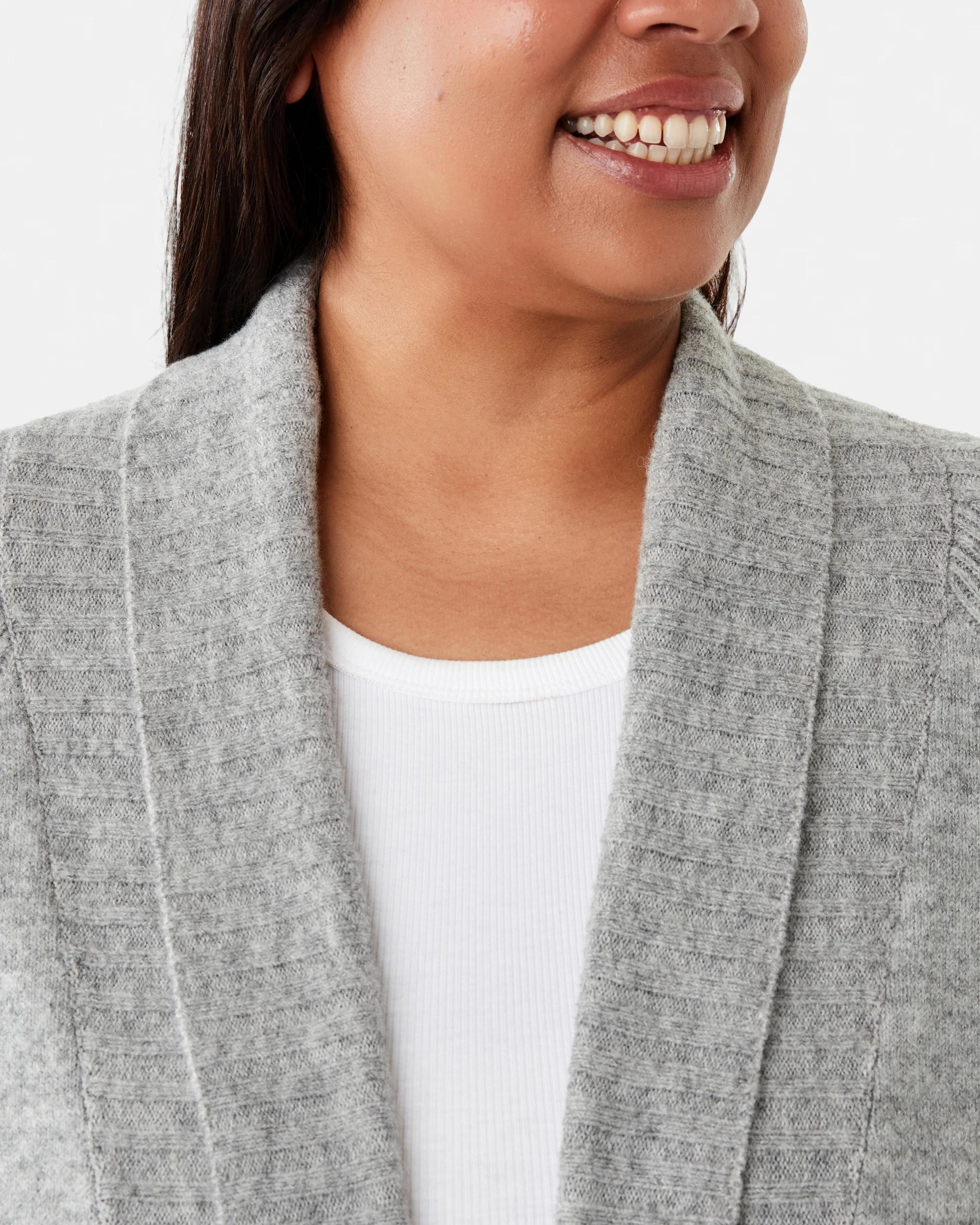 5 Curve Longline Rib Cardigan Grey Marle, 5 of 7