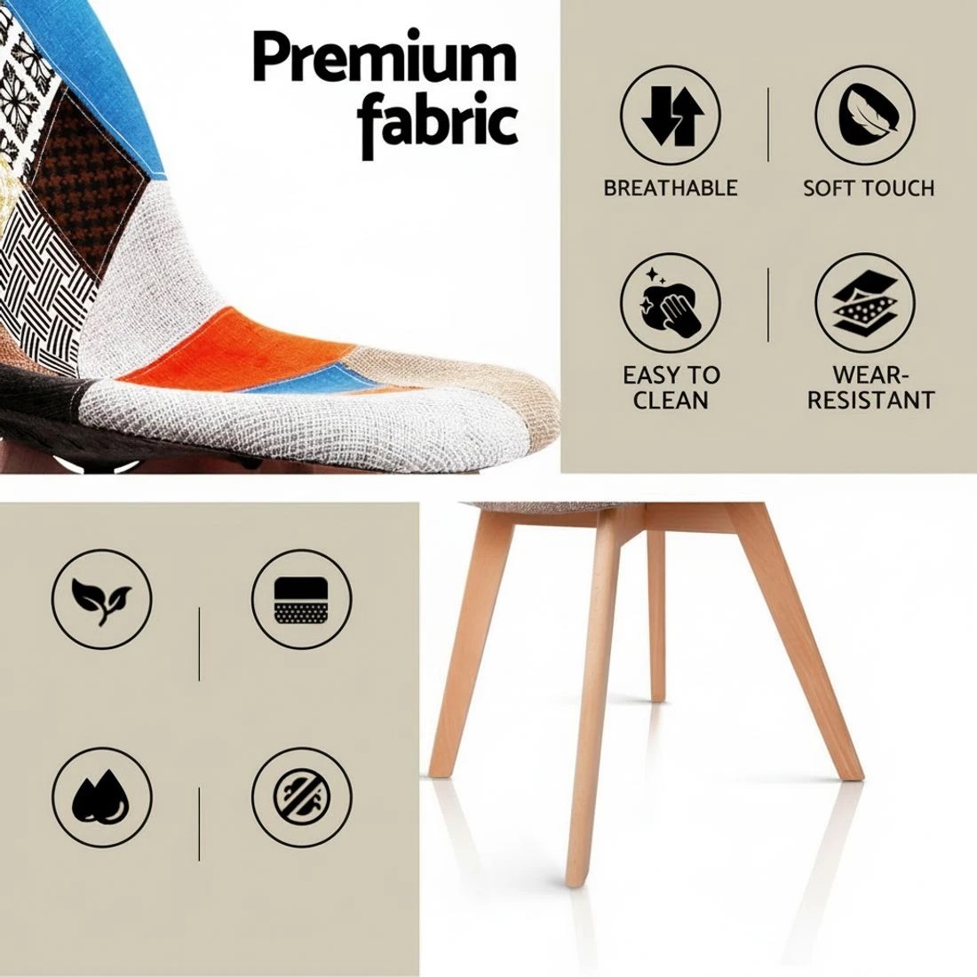 5 1 Artiss Dining Table and 4 Chairs Set DSW - Multi, 5 of 5