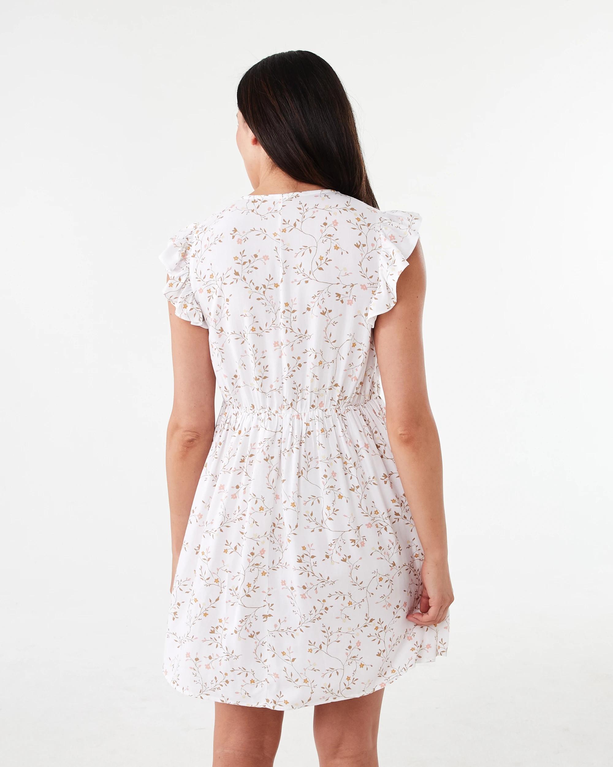 3 Short Frill Sleeve Button Mini Dress Trail Dty, 3 of 9