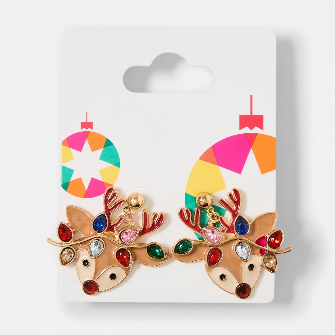 5 Christmas Reindeer Lights Earrings - Brown and Gold Tone, 5 of 5
