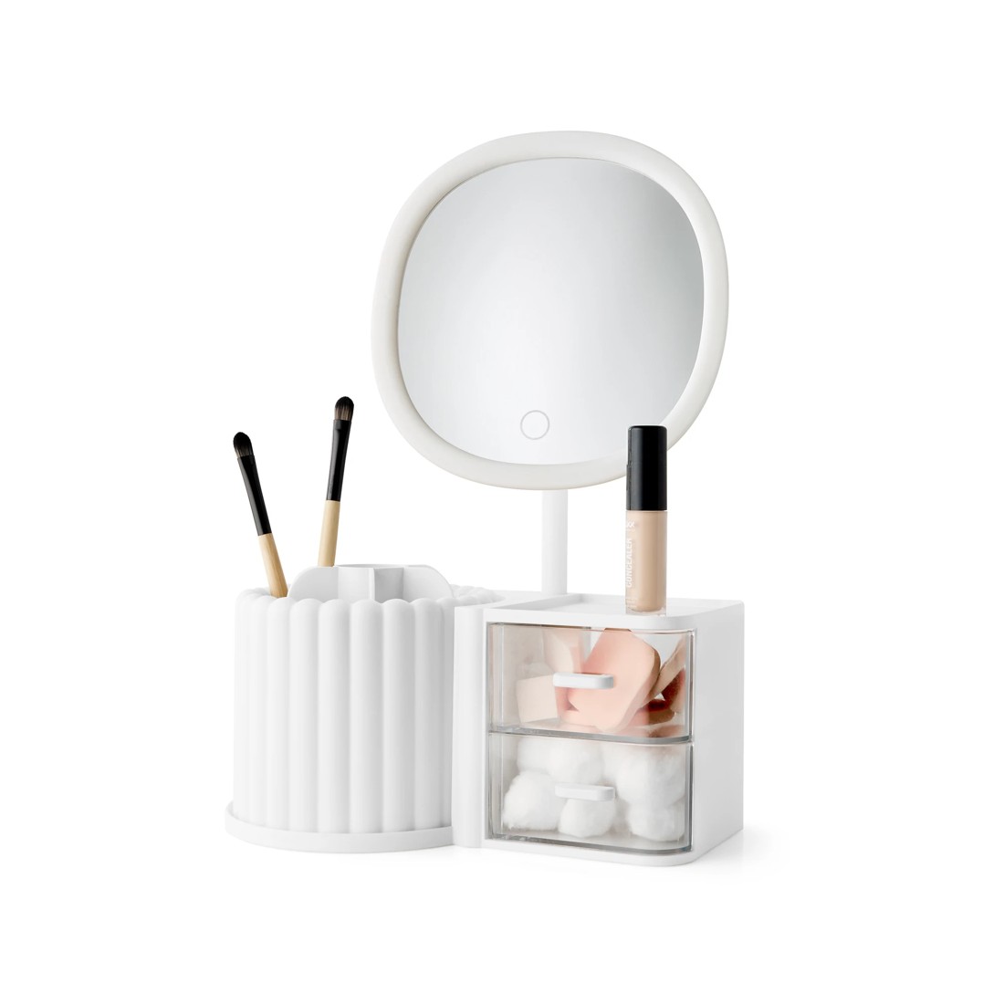 4 Cosmetic Organiser with Mirror - White, 4 of 10