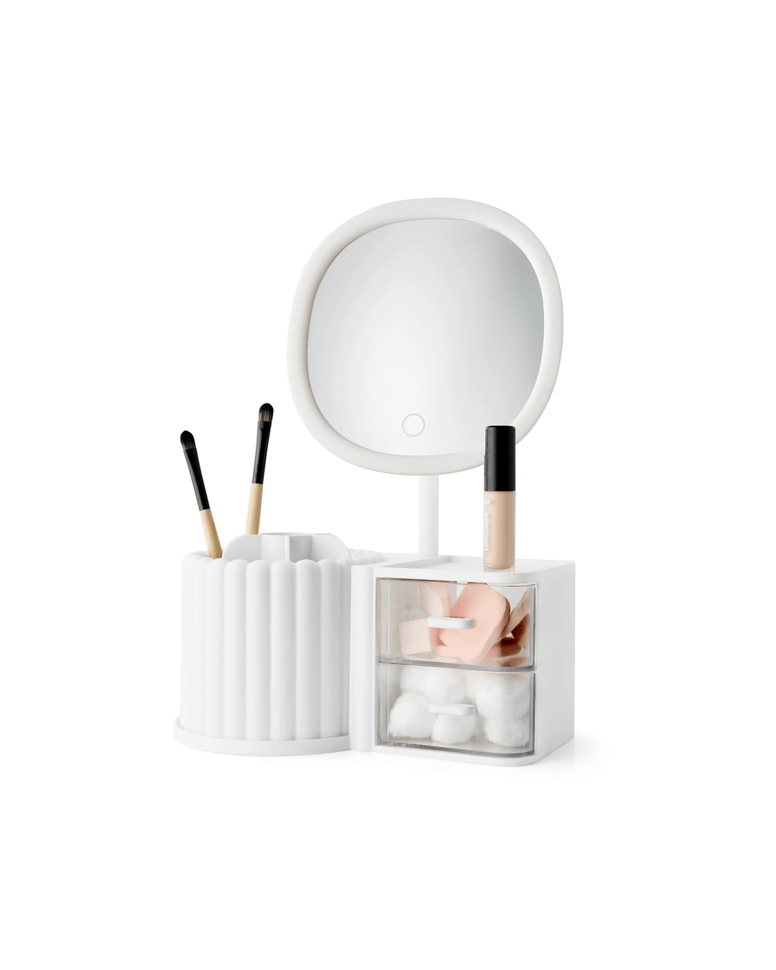 4 Cosmetic Organiser with Mirror - White, 4 of 10