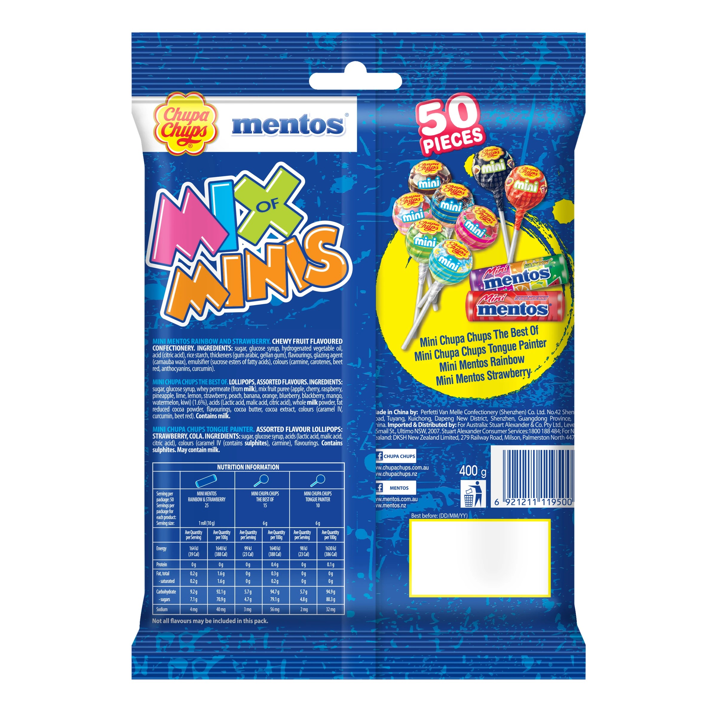 2 50 Piece Chupa Chups Mentos Mix of Minis Bag 400g, 2 of 2