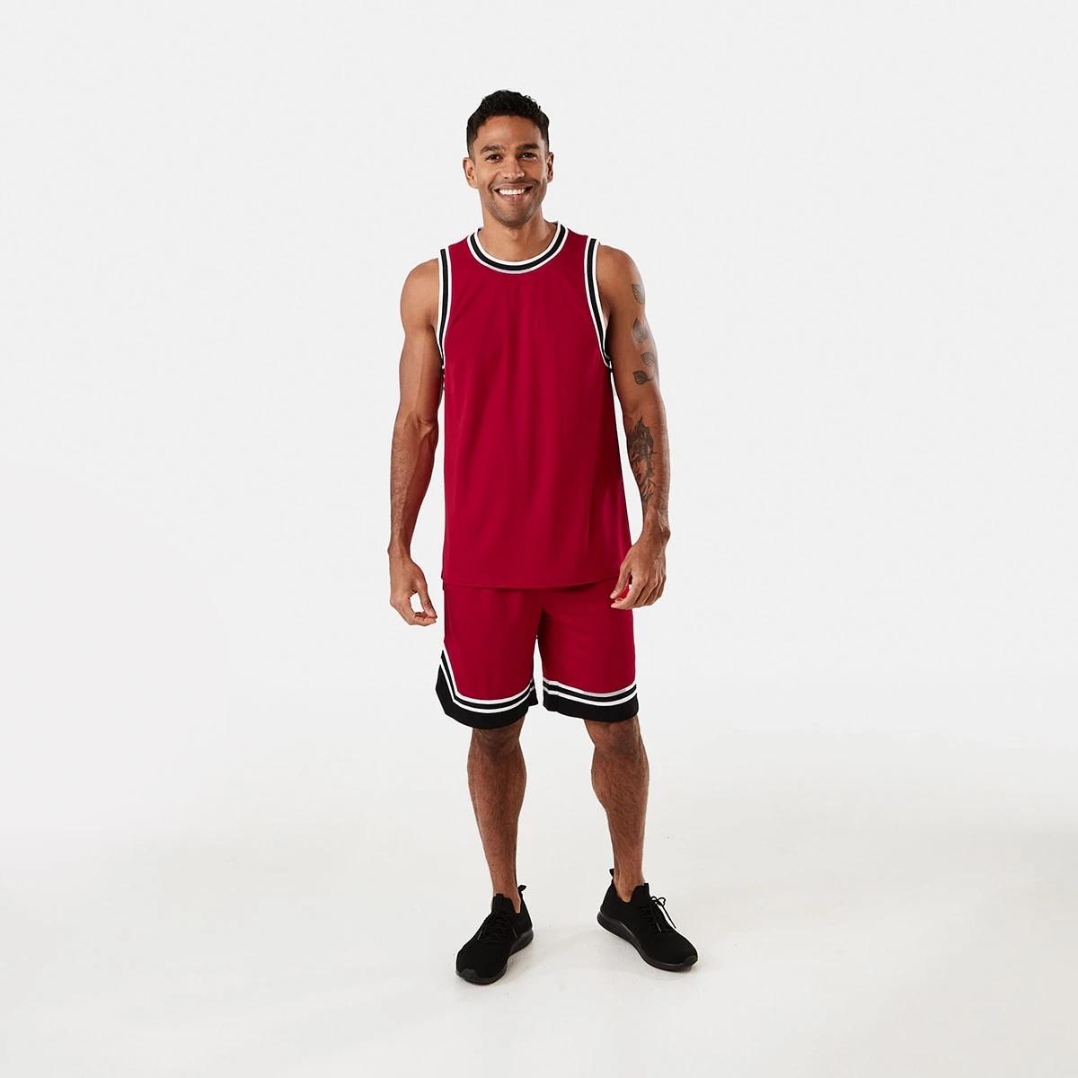 7 Active Mens Basketball Shorts NEON RED, 7 of 7
