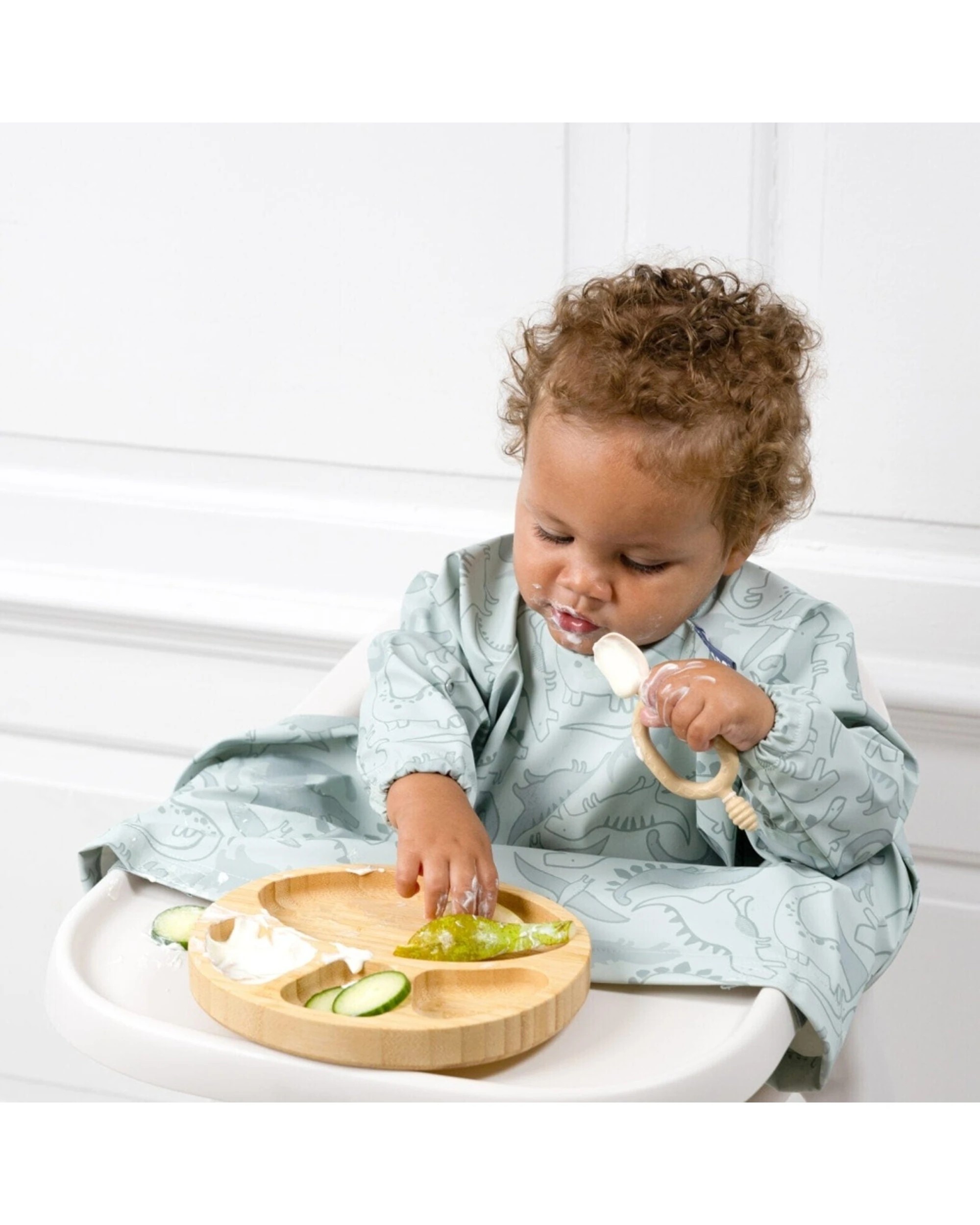 3 Bibado Long Sleeve Waterproof Baby Toddler Weaning Coverall Bib Dino Roar & Friends - Blue, 3 of 3