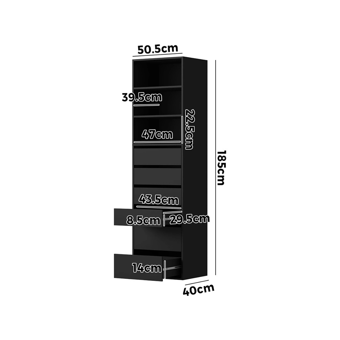 9 Oikiture Wardrobe Storage Cabinet Shelf Unit Clothes 3 Shelves 6 Drawers
 - Black, 9 of 10