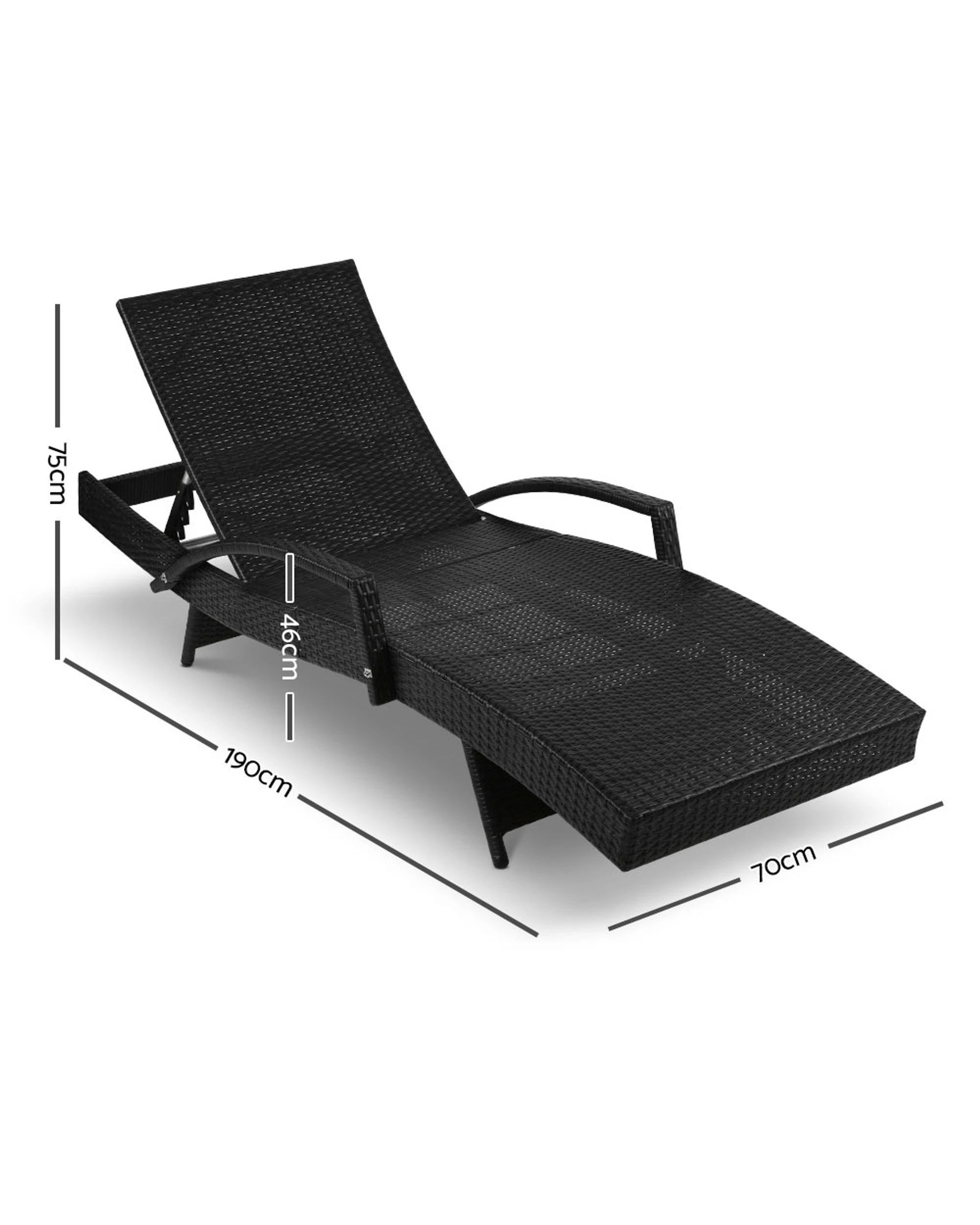 2 Gardeon Sun Lounge - Black, 2 of 6