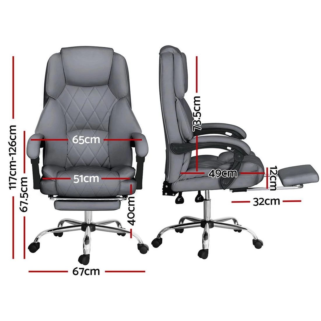 2 Artiss Executive Office Chair Footrest - Grey, 2 of 4